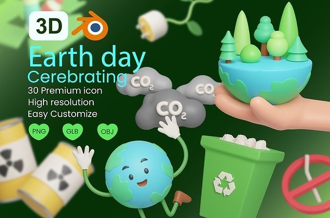 Earth Day Icon 3D Illustration 3D model 3D model