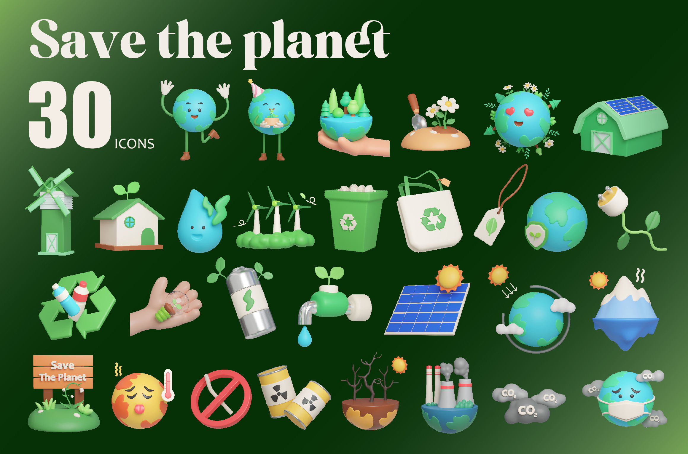 Earth Day Icon 3D Illustration 3D model 3D model_2