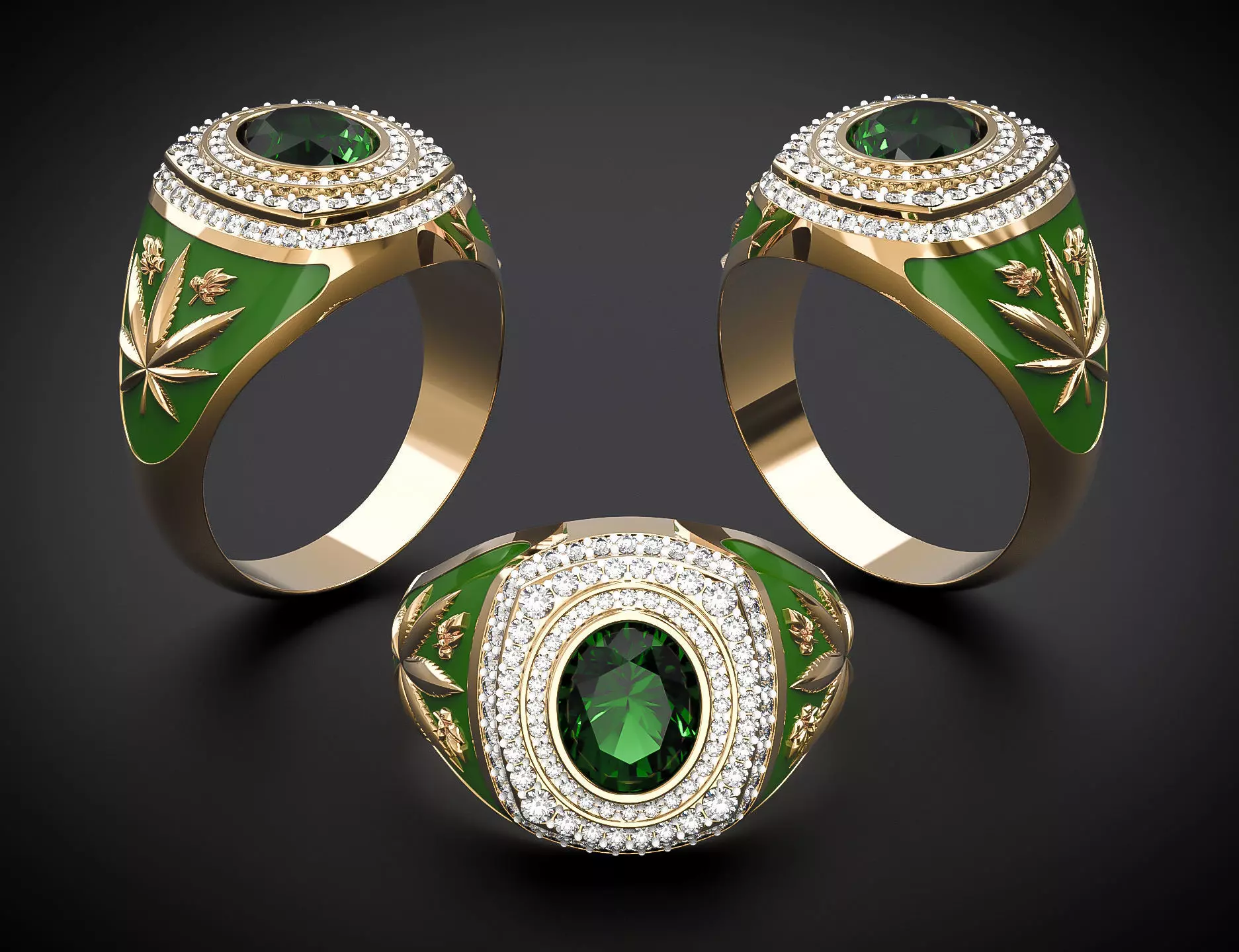 MEN S SIGNET WITH CANNABIS Printable Model 3D print model