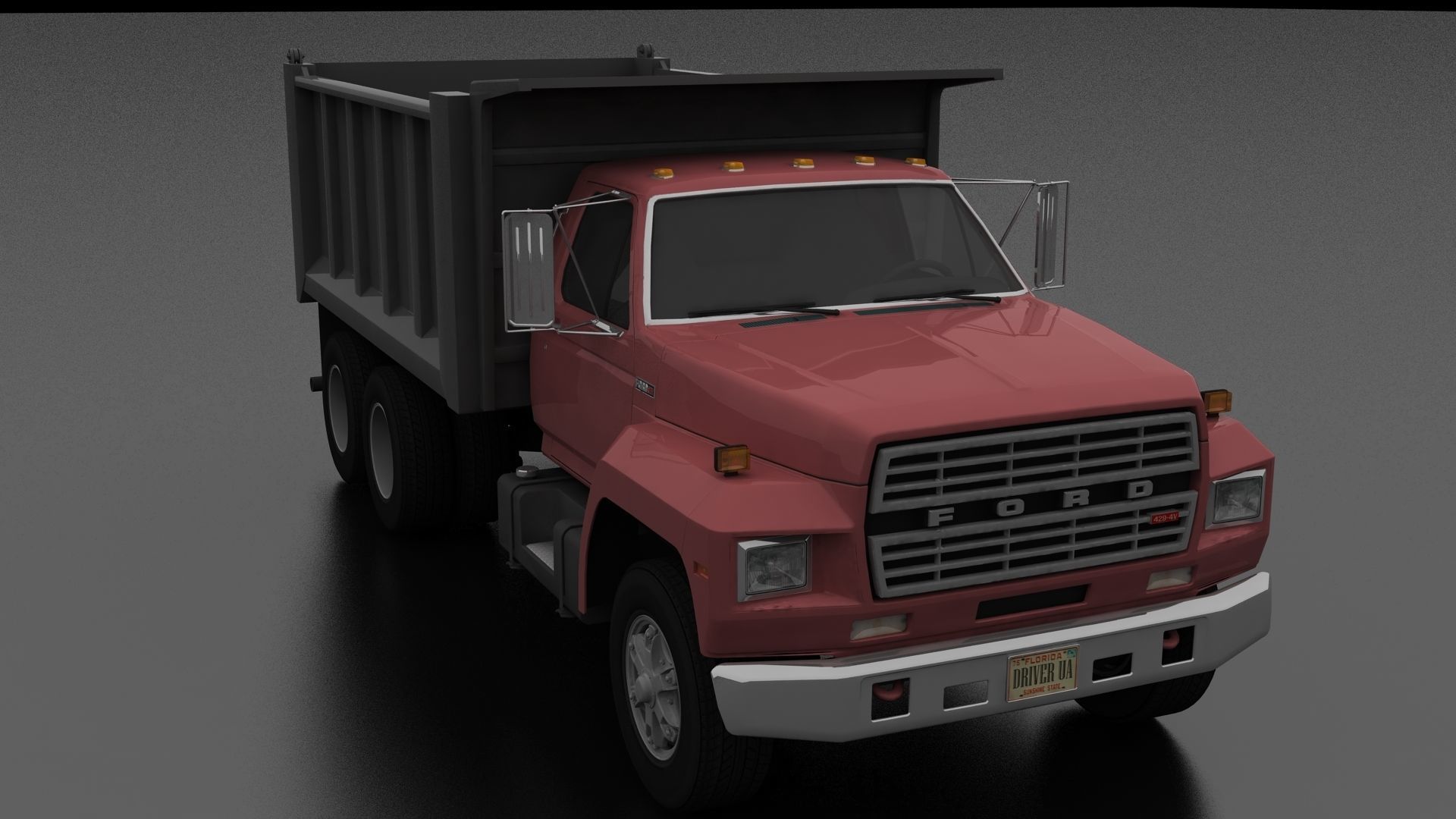 F-Series F-800 Dump Truck Tandem Axle 1980 Low-poly 3D model_6