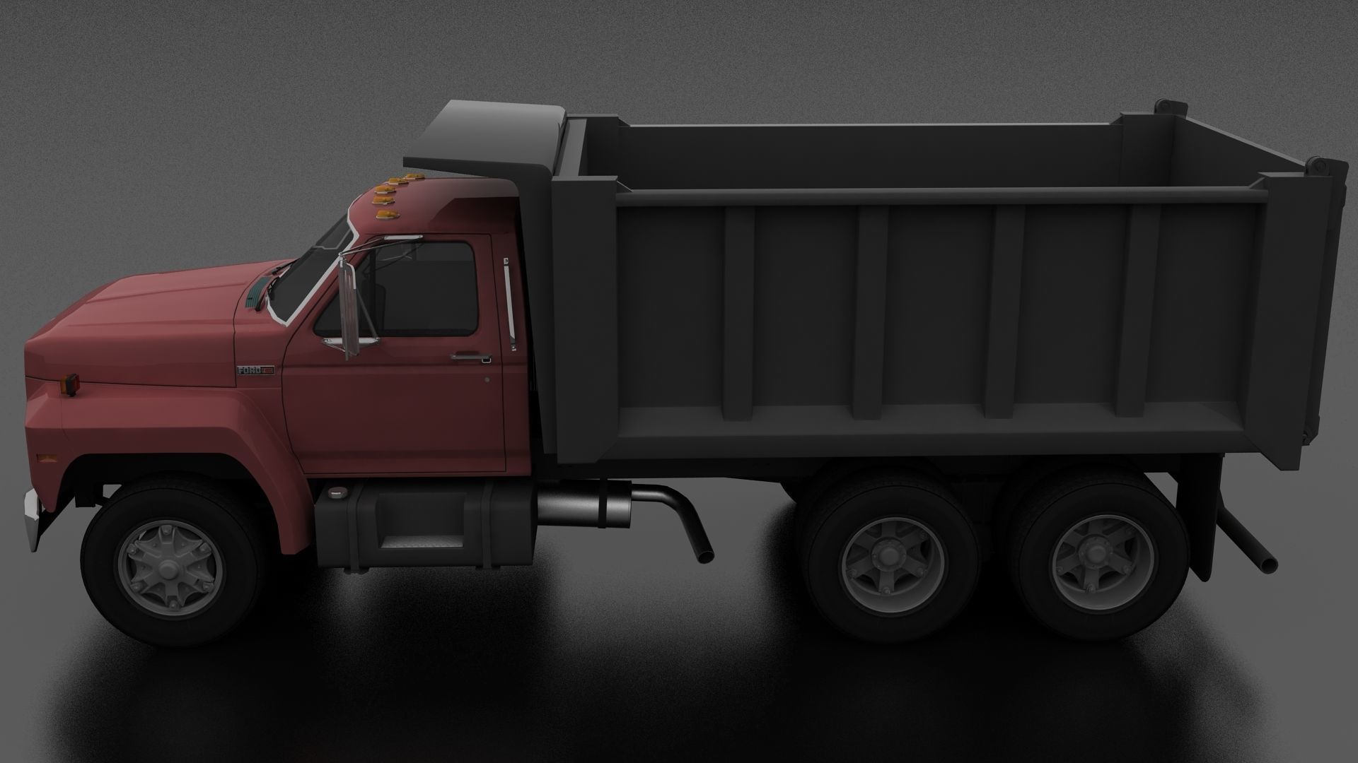 F-Series F-800 Dump Truck Tandem Axle 1980 Low-poly 3D model_1