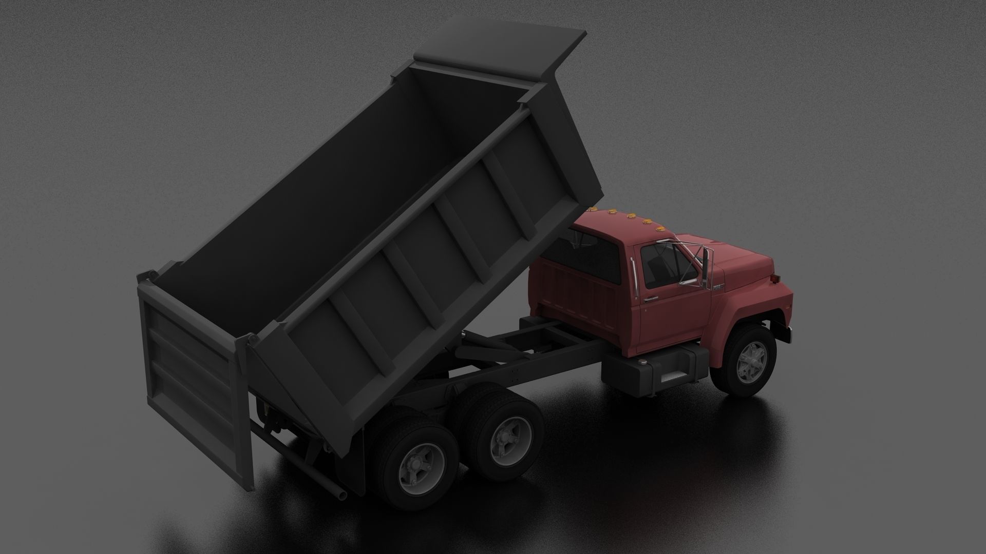 F-Series F-800 Dump Truck Tandem Axle 1980 Low-poly 3D model_9