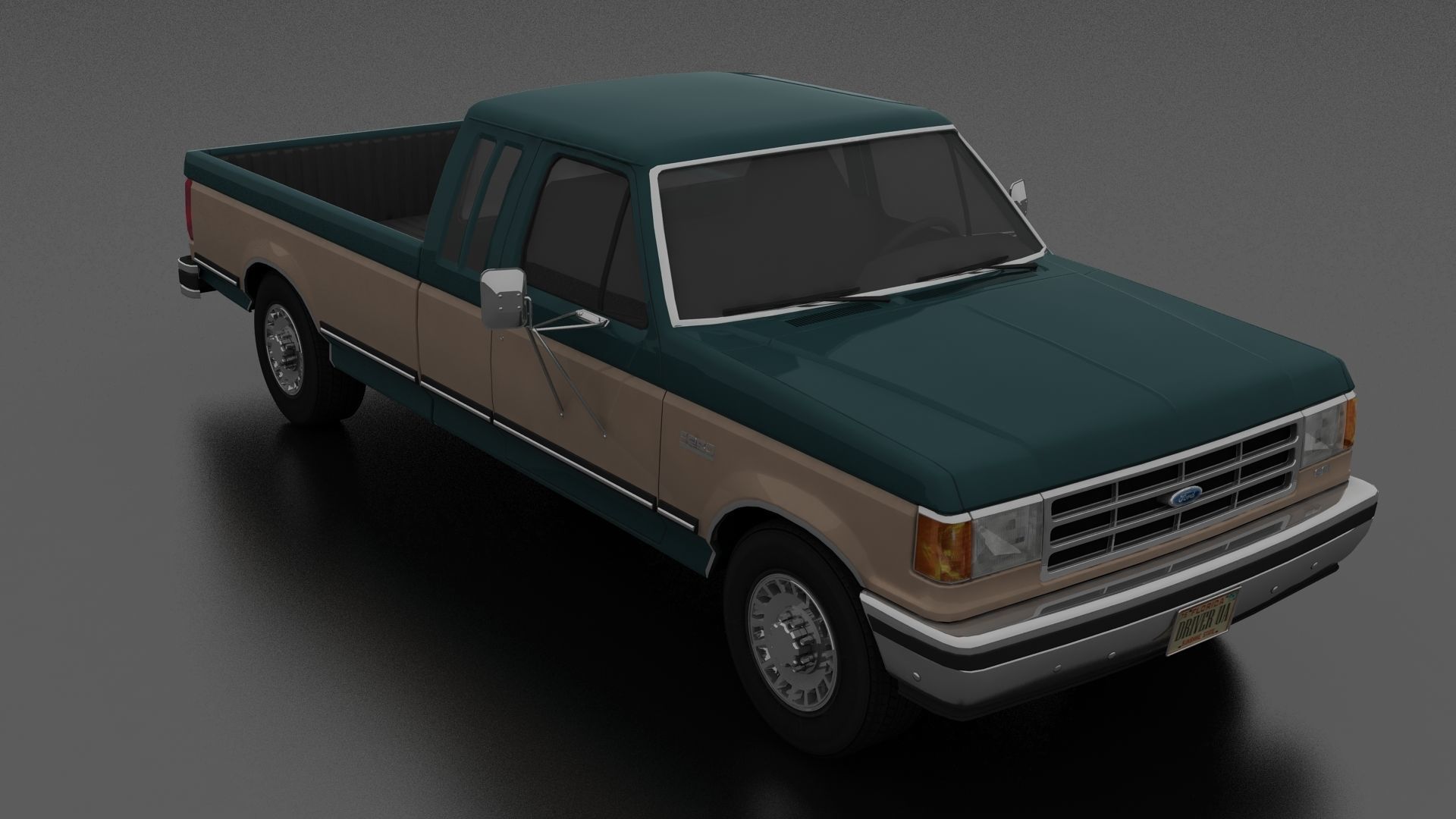 F-Series F-250 XLT Lariat Pickup SuperCab 1987 Low-poly 3D model_4