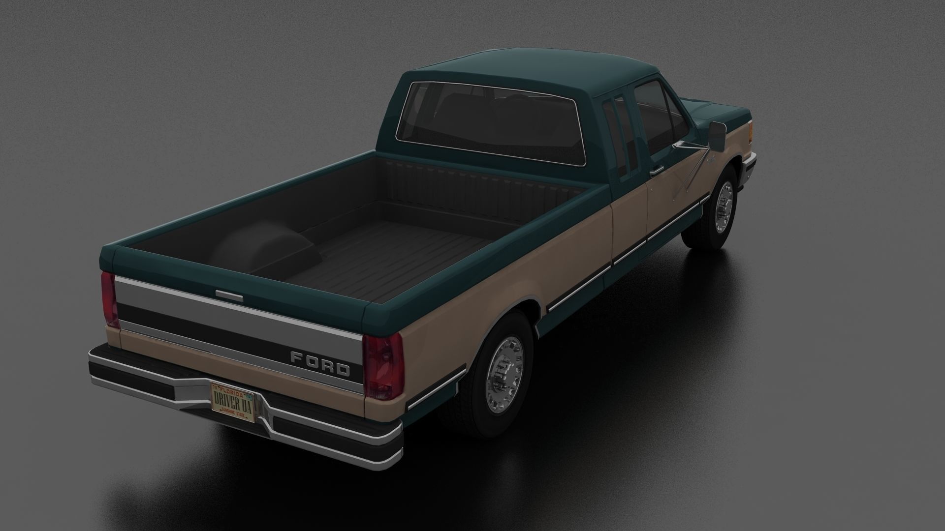 F-Series F-250 XLT Lariat Pickup SuperCab 1987 Low-poly 3D model_2