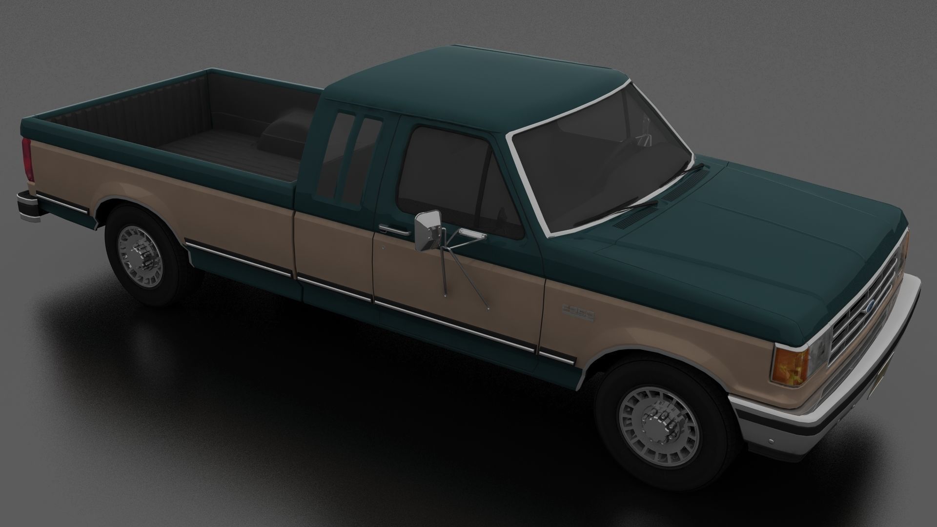 F-Series F-250 XLT Lariat Pickup SuperCab 1987 Low-poly 3D model_3