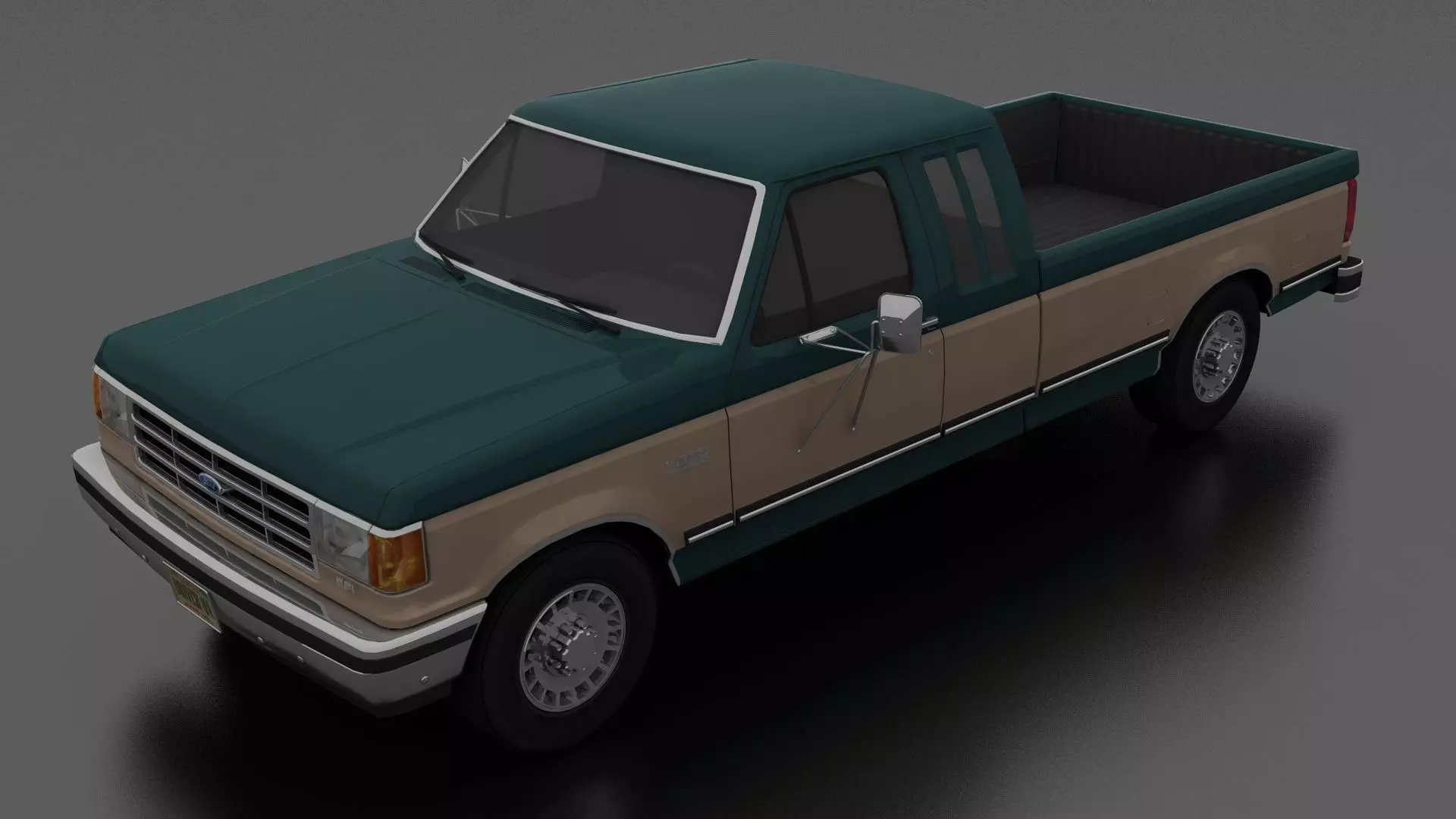 F-Series F-250 XLT Lariat Pickup SuperCab 1987 Low-poly 3D model_0