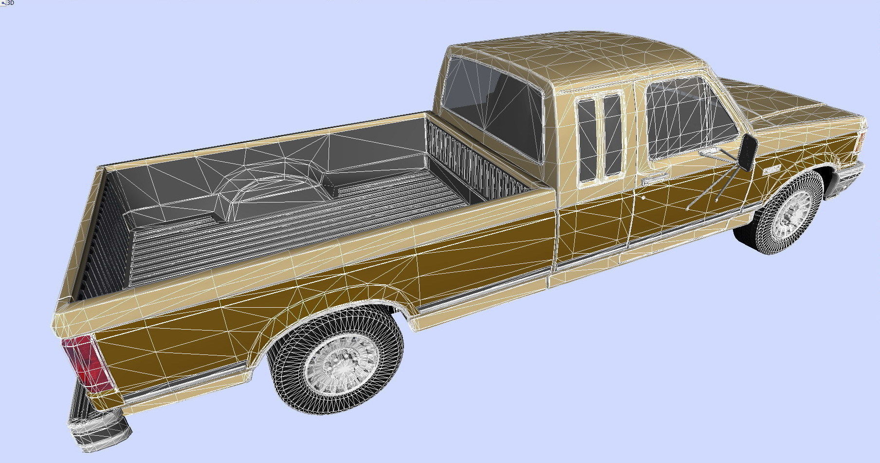 F-Series F-250 XLT Lariat Pickup SuperCab 1987 Low-poly 3D model_7