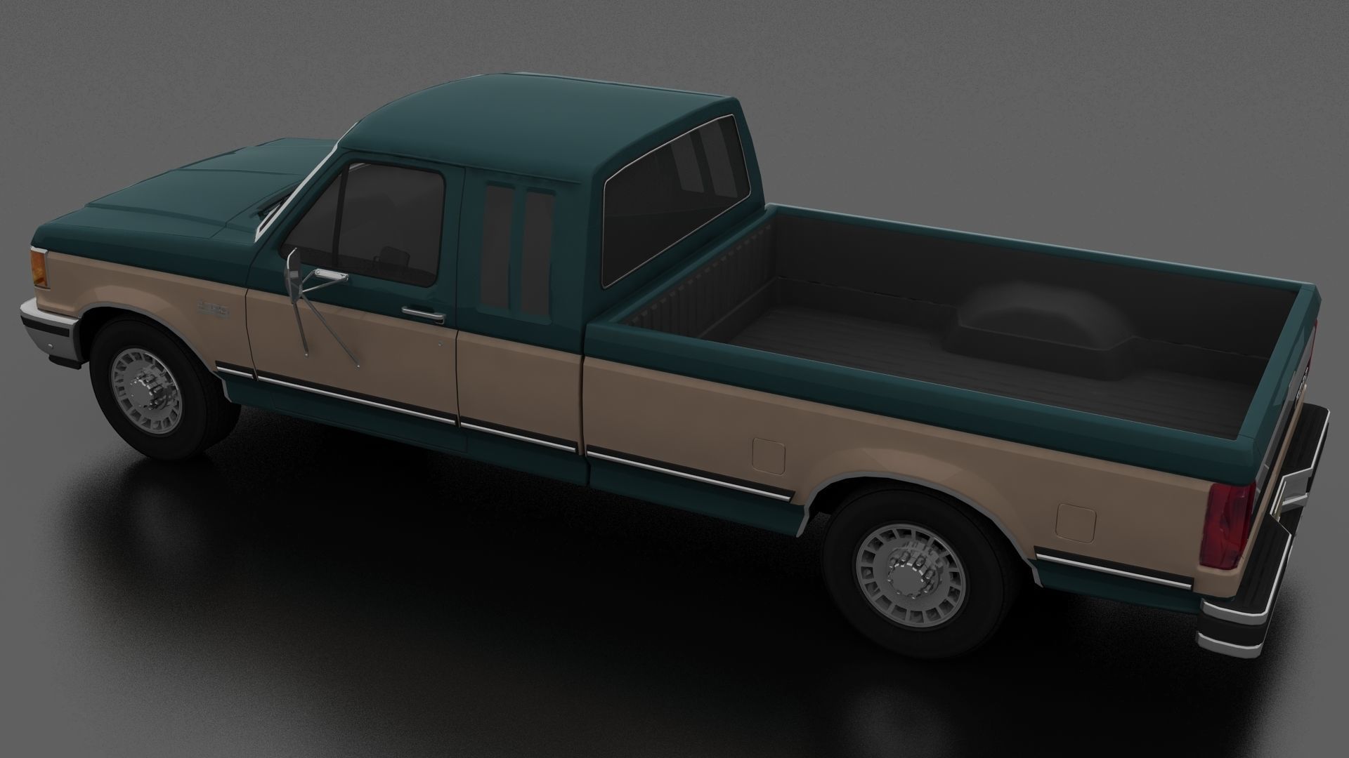 F-Series F-250 XLT Lariat Pickup SuperCab 1987 Low-poly 3D model_1