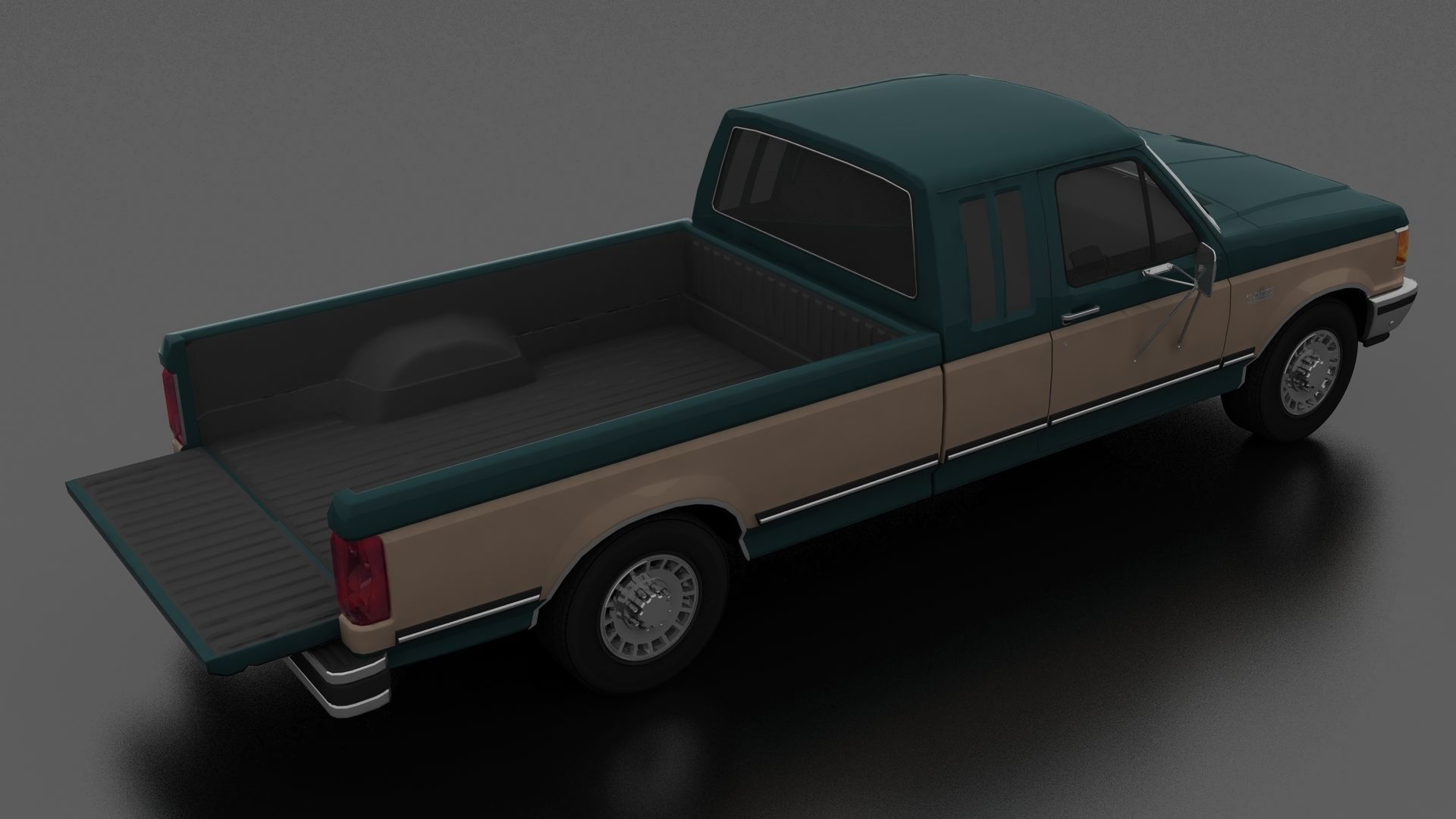 F-Series F-250 XLT Lariat Pickup SuperCab 1987 Low-poly 3D model_5