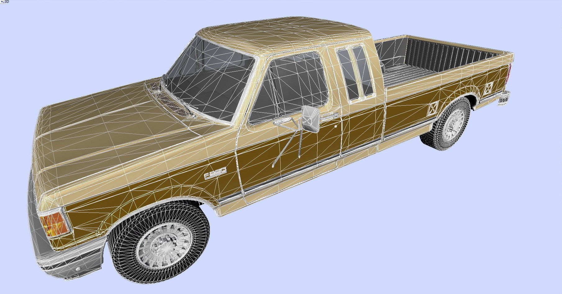 F-Series F-250 XLT Lariat Pickup SuperCab 1987 Low-poly 3D model_6