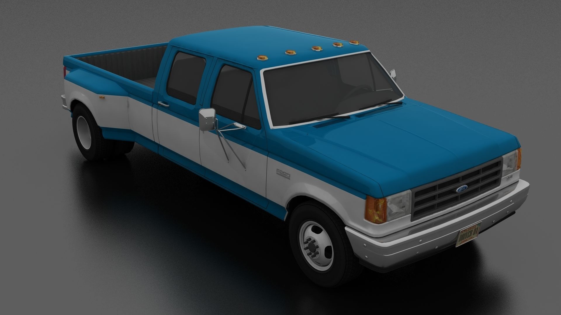 F-Series F-350 XL Pickup DRW CrewCab 1987 Low-poly 3D model_4