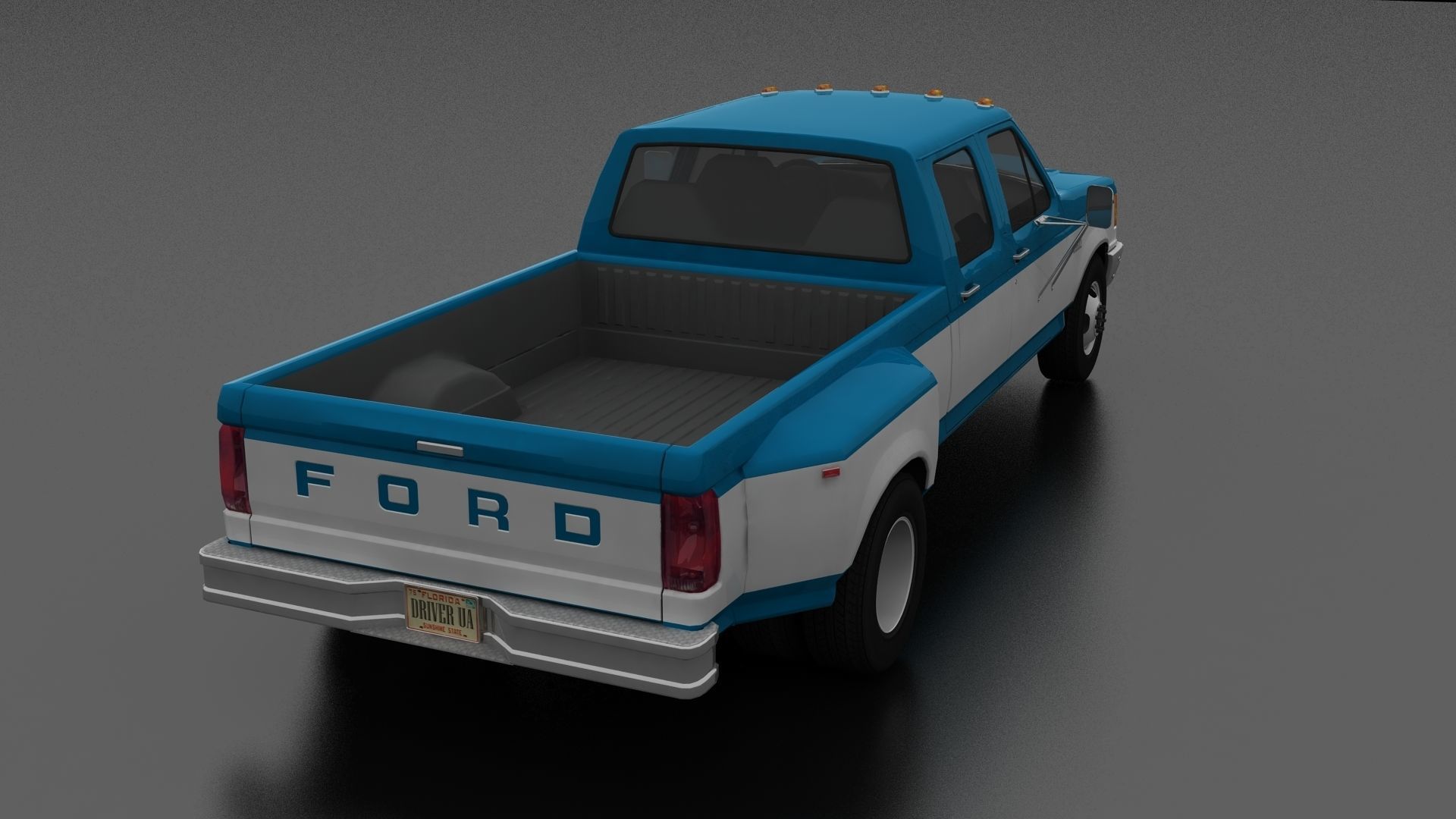 F-Series F-350 XL Pickup DRW CrewCab 1987 Low-poly 3D model_2