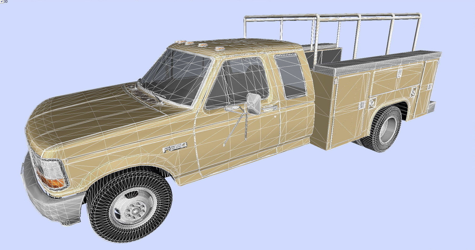 F-Series F-350 DRW SuperCab Service Utility Truck 1992 Low-poly 3D model_5
