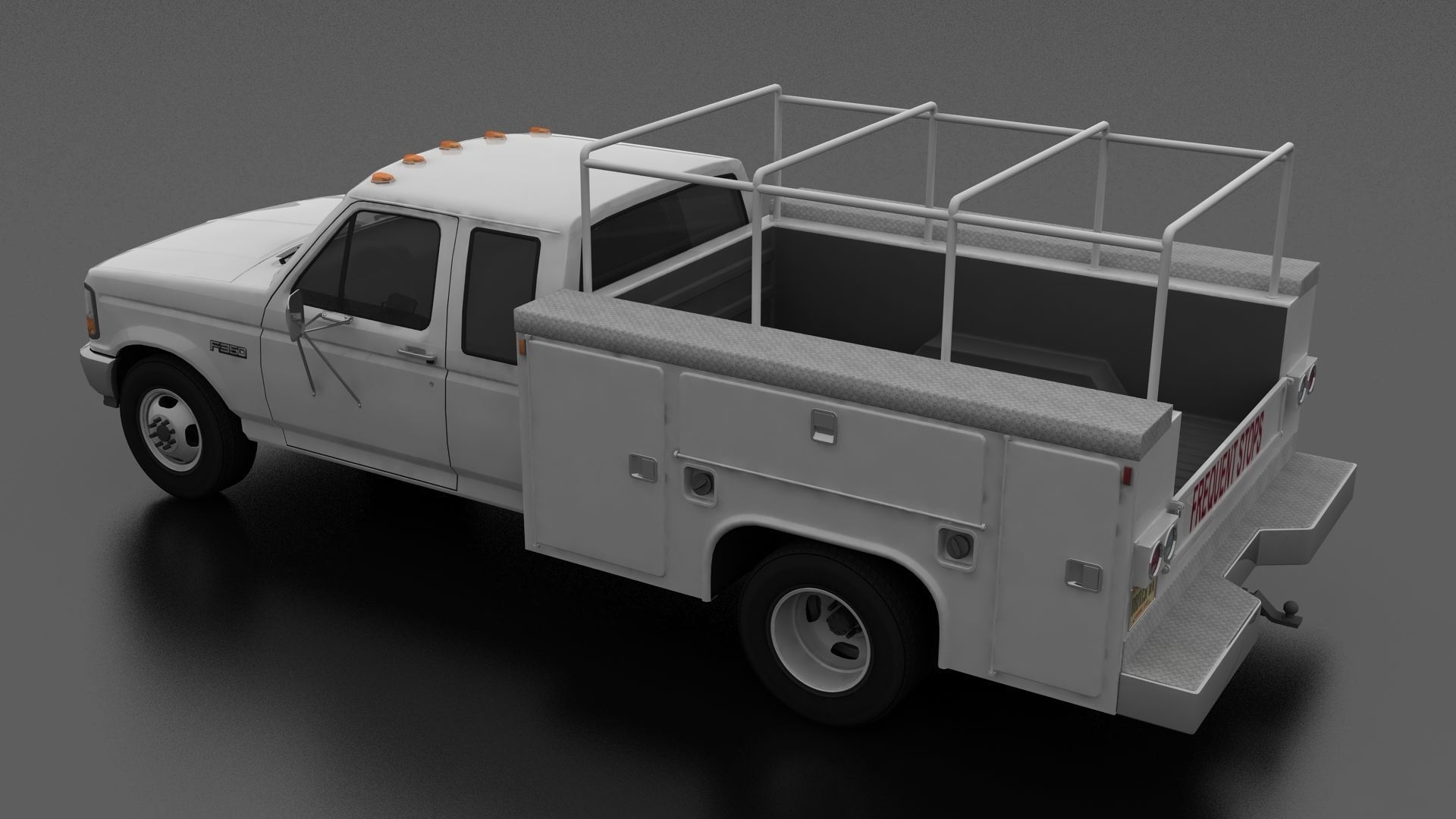 F-Series F-350 DRW SuperCab Service Utility Truck 1992 Low-poly 3D model_1