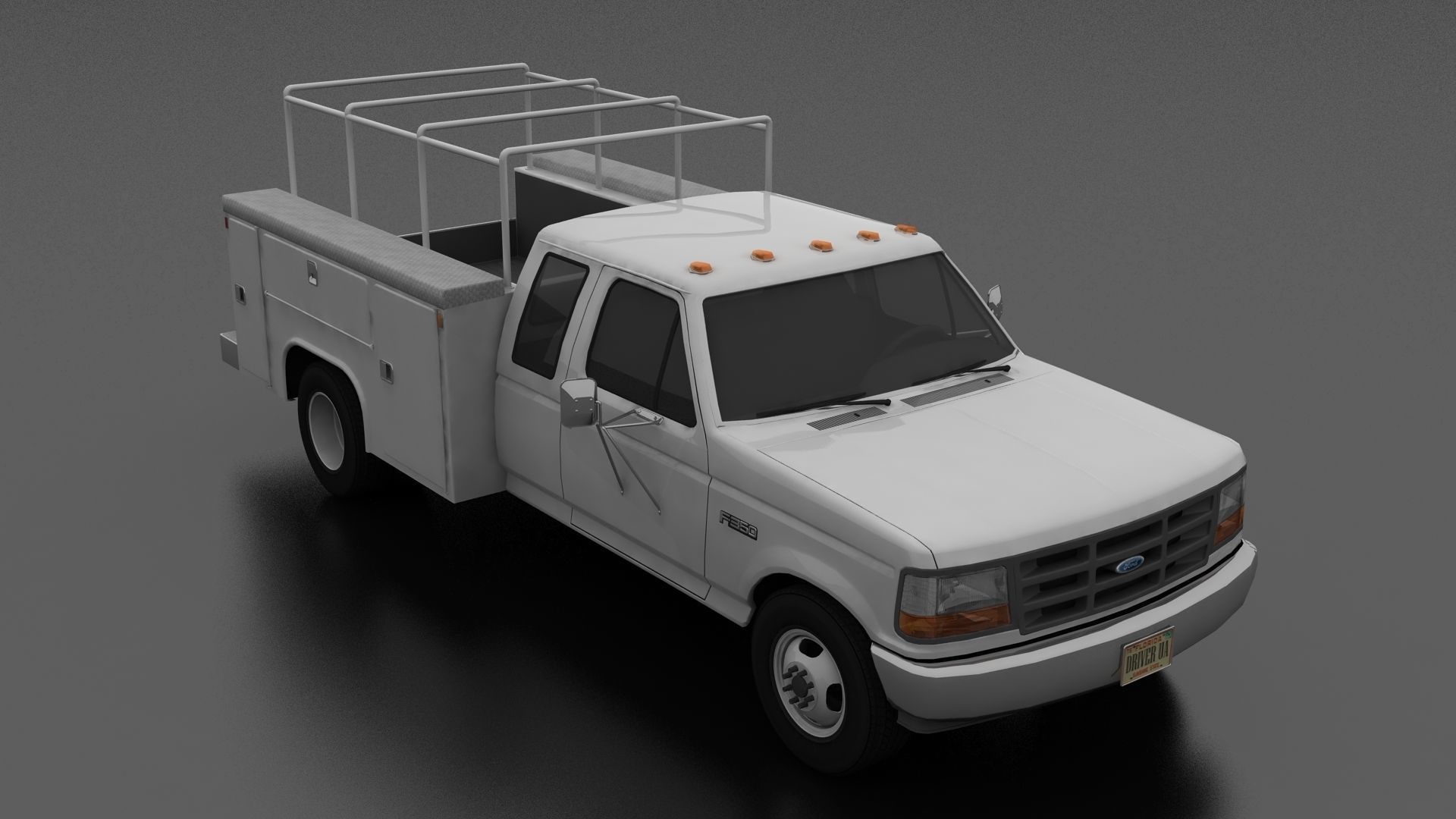F-Series F-350 DRW SuperCab Service Utility Truck 1992 Low-poly 3D model_4