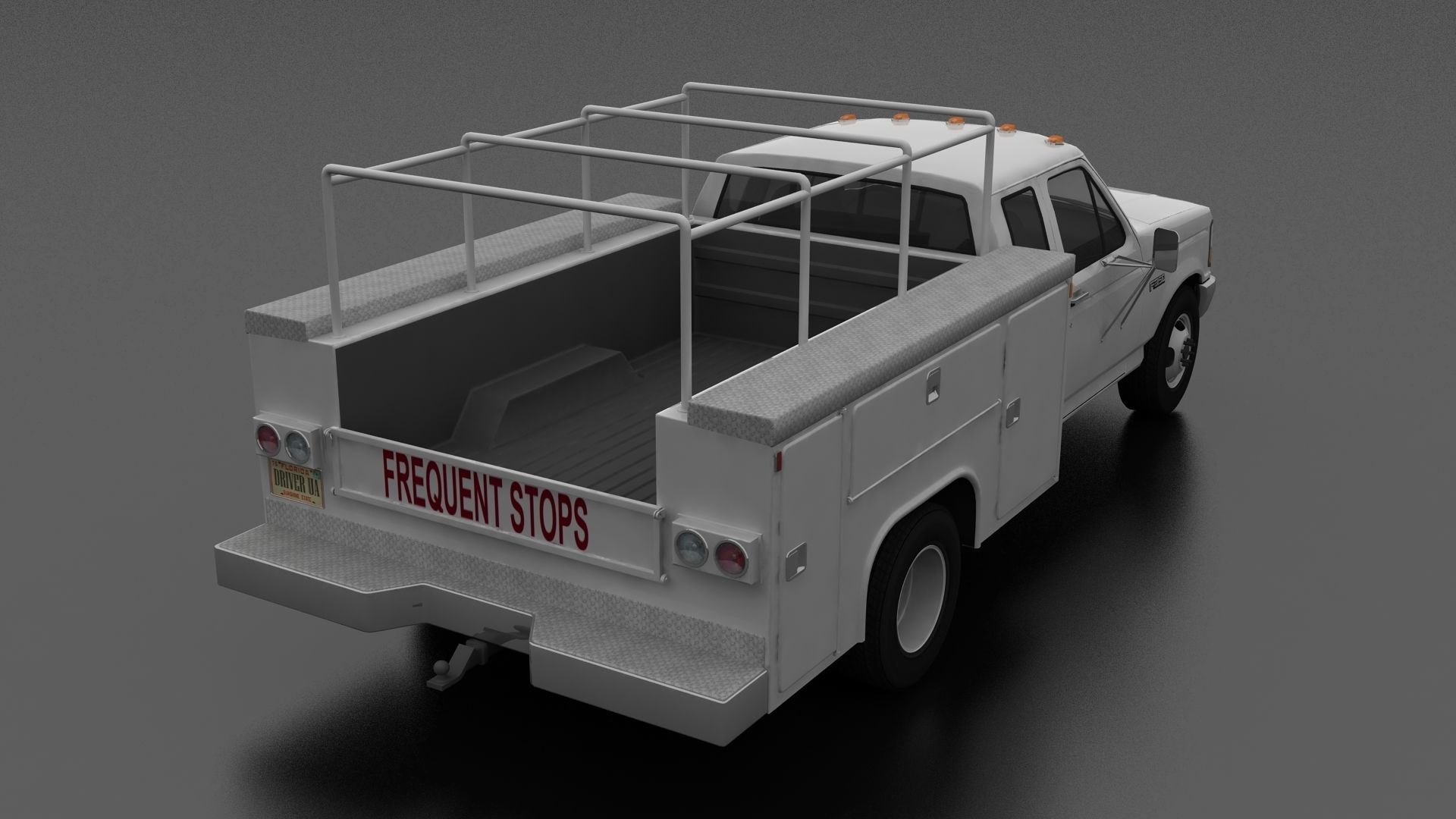 F-Series F-350 DRW SuperCab Service Utility Truck 1992 Low-poly 3D model_2