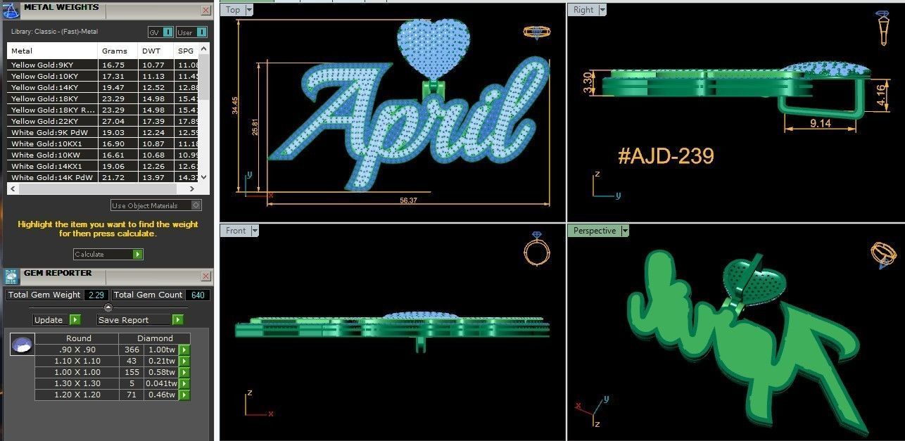 April pendant custom pendant 3D print model_8