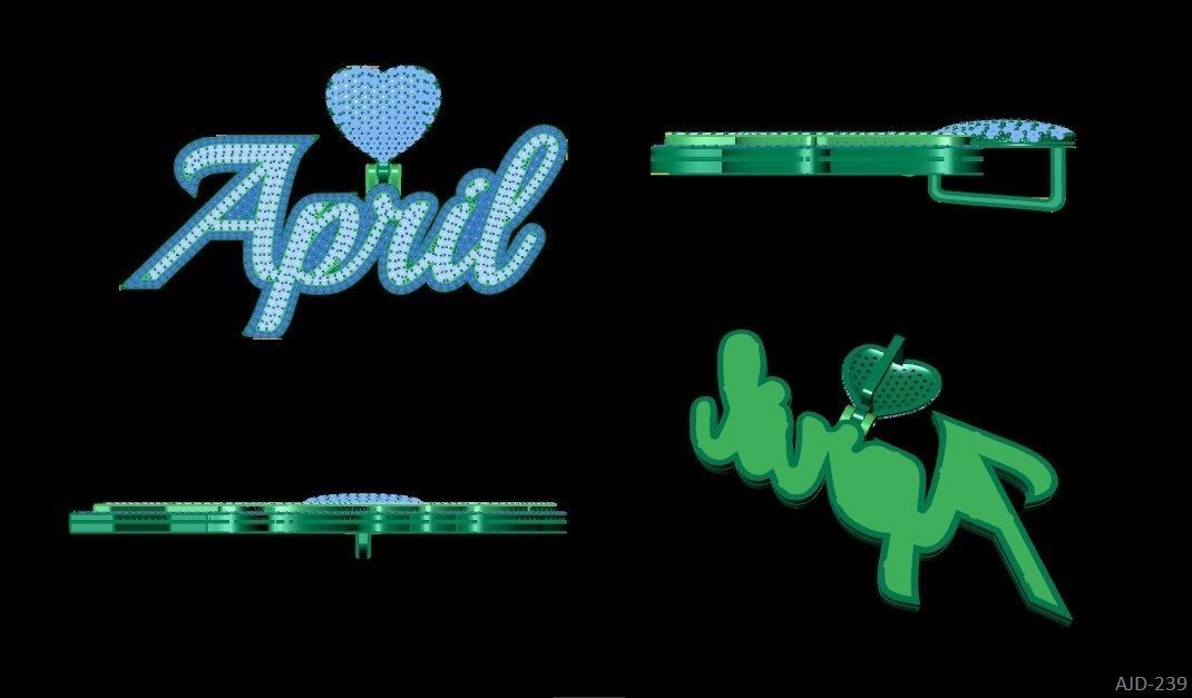 April pendant custom pendant 3D print model_7