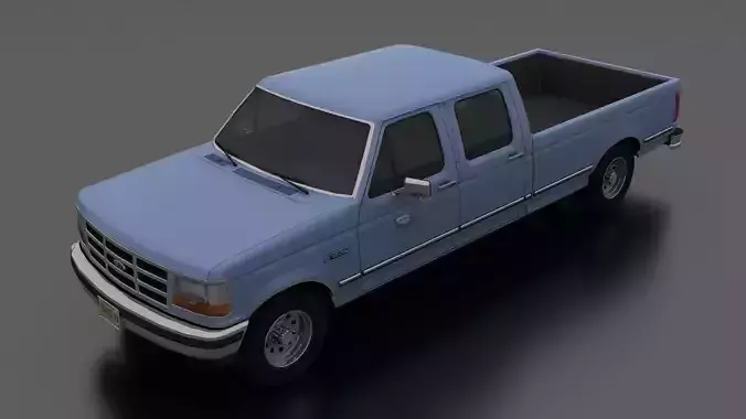 F-Series F-350 Pickup 1992 CrewCab Low-poly 3D model