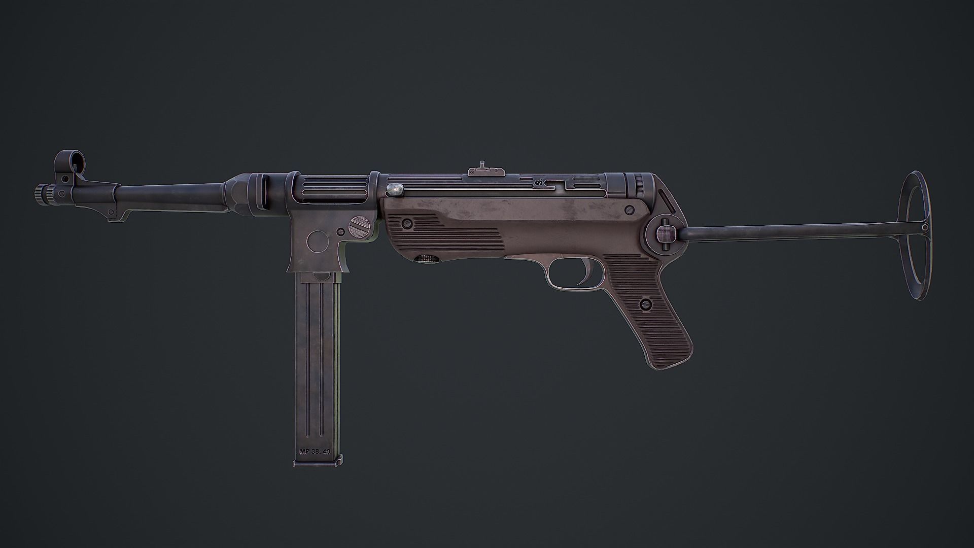 Submachine gun MP 38 40 3d model Low-poly 3D model_3