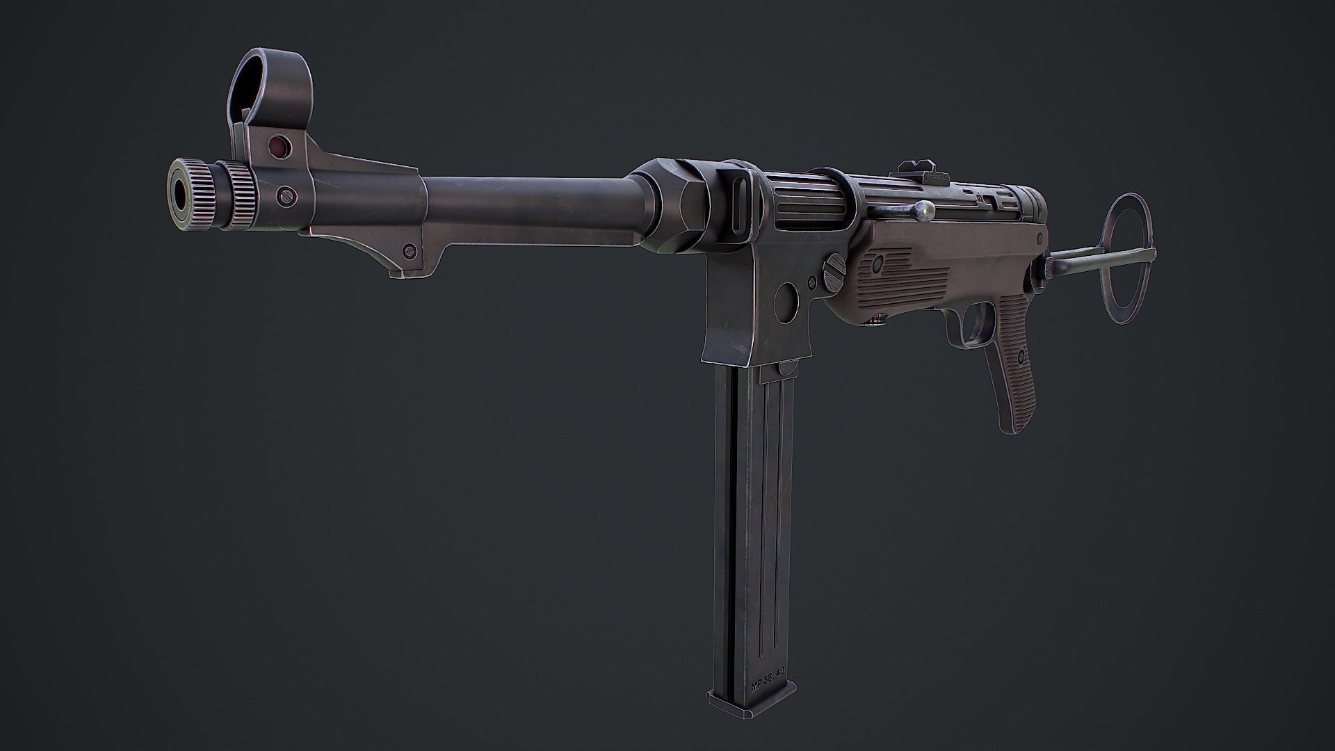Submachine gun MP 38 40 3d model Low-poly 3D model_7