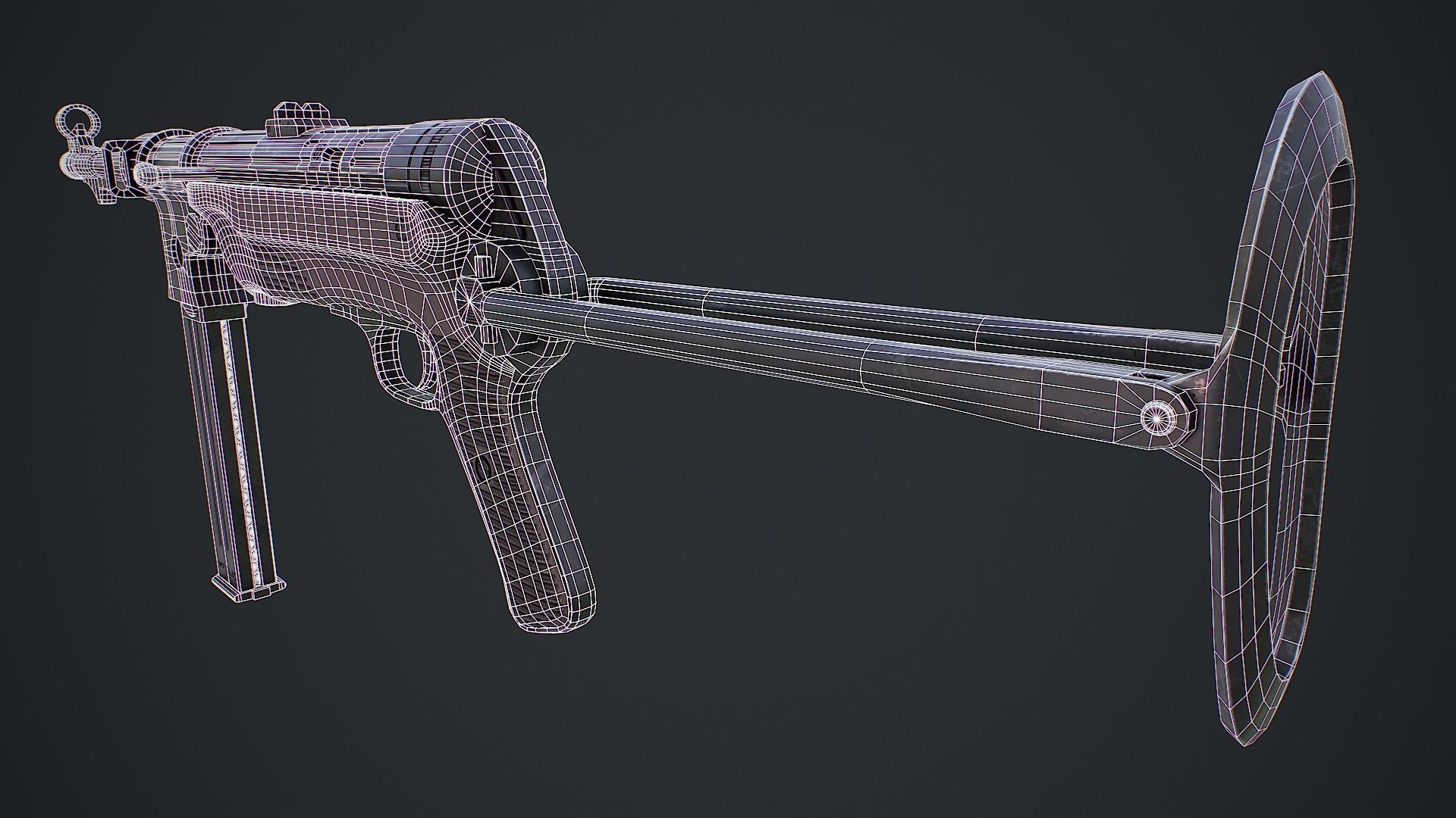 Submachine gun MP 38 40 3d model Low-poly 3D model_6