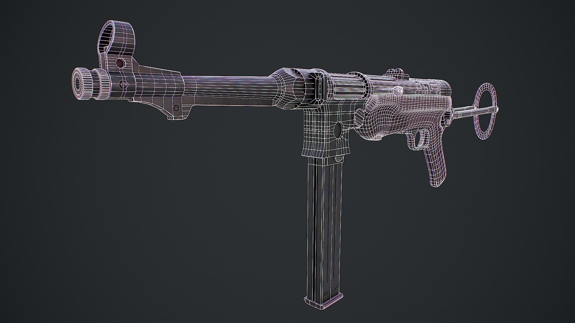 Submachine gun MP 38 40 3d model Low-poly 3D model_8