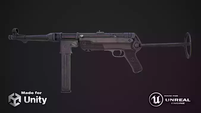 Submachine gun MP 38 40 3d model Low-poly 3D model