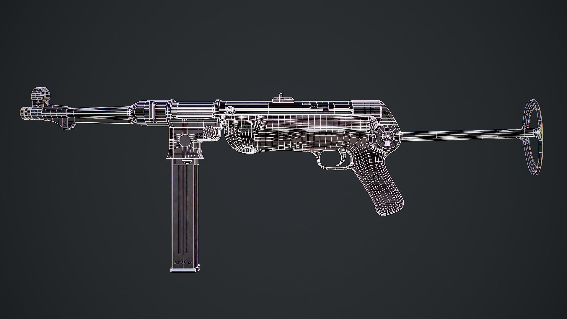 Submachine gun MP 38 40 3d model Low-poly 3D model_4