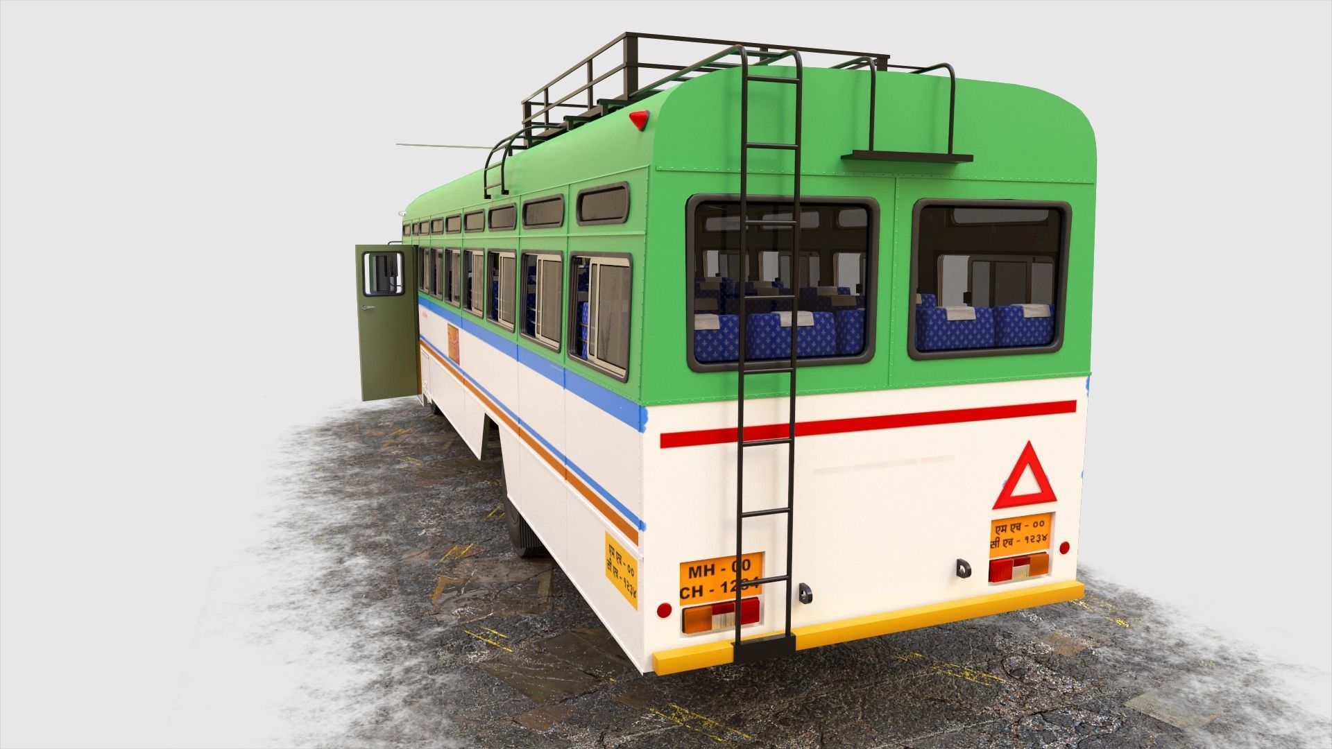 INDIAN HIRKANI ST BUS V 01 Purple and White Low-poly 3D model_2