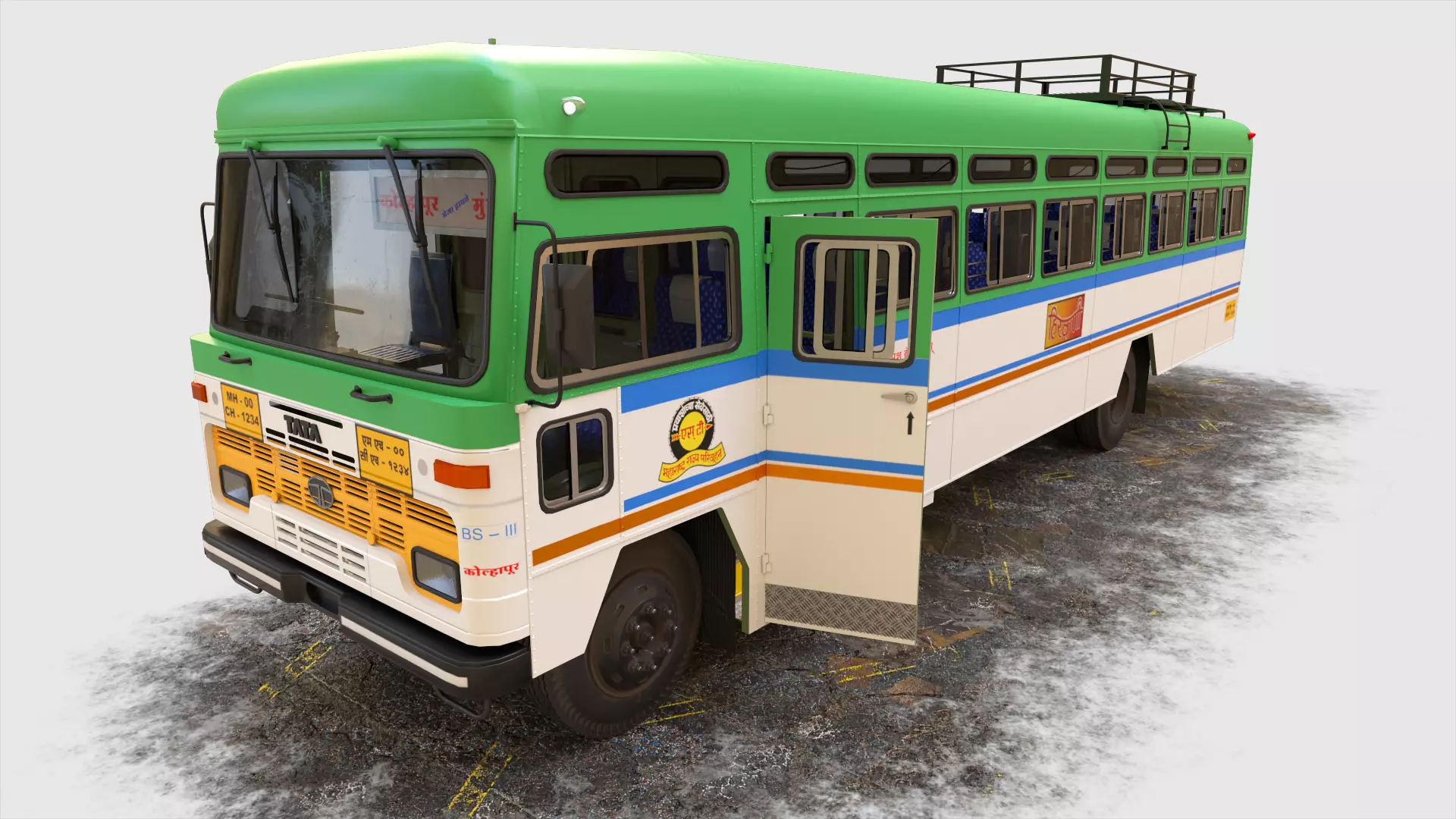 INDIAN HIRKANI ST BUS V 01 Purple and White Low-poly 3D model_0