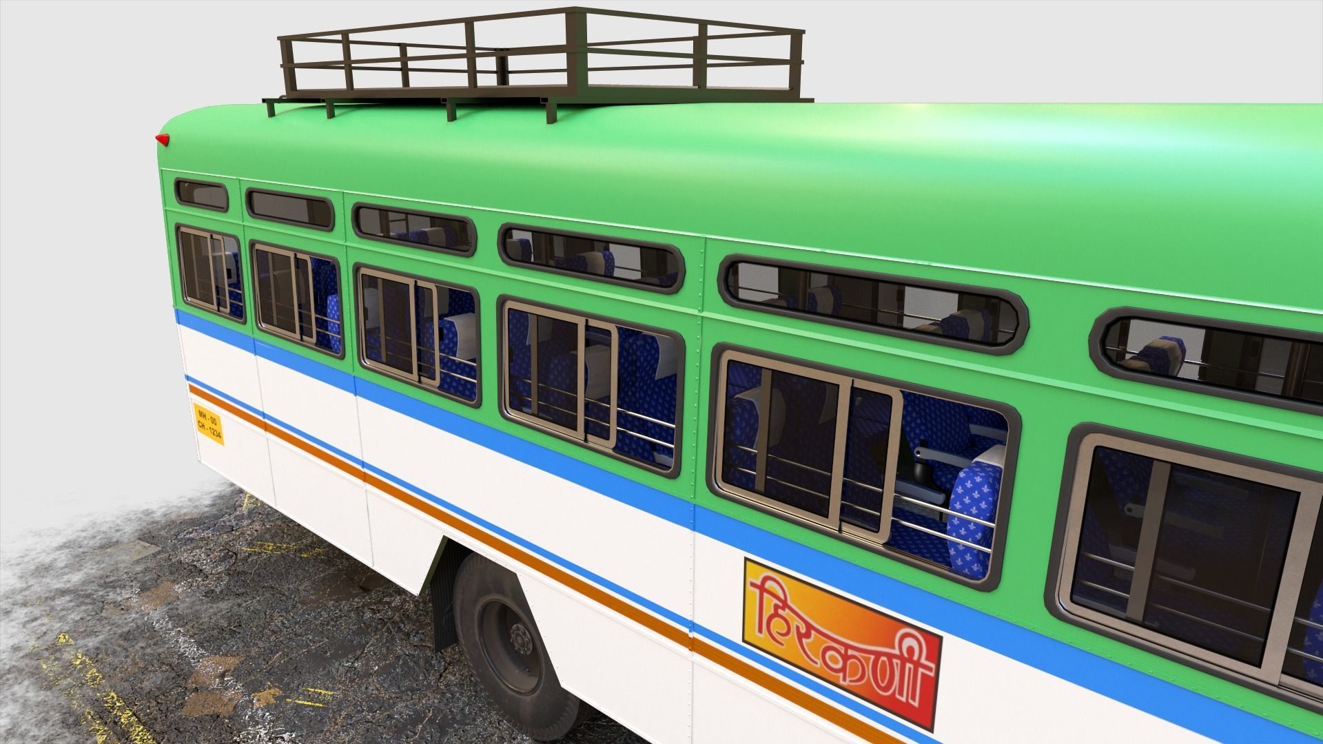 INDIAN HIRKANI ST BUS V 01 Purple and White Low-poly 3D model_9