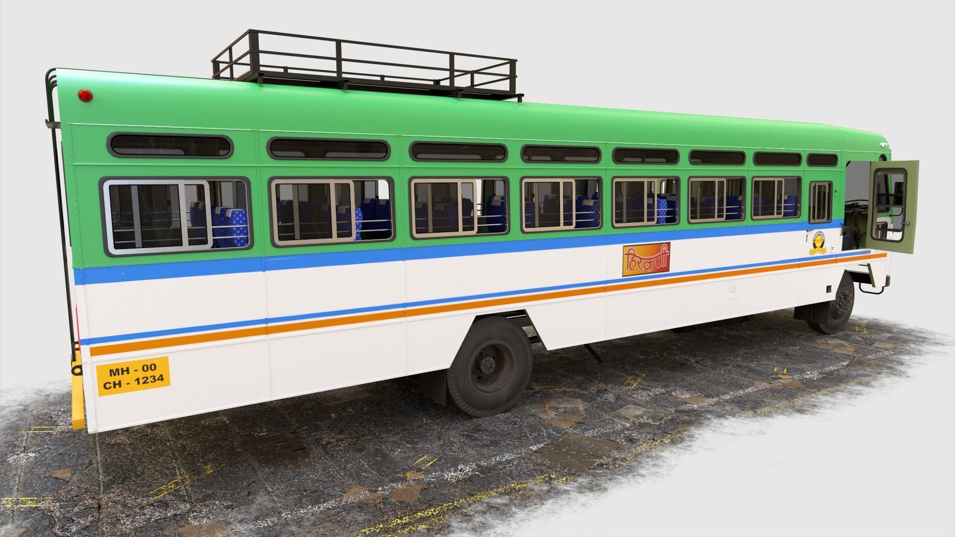 INDIAN HIRKANI ST BUS V 01 Purple and White Low-poly 3D model_3