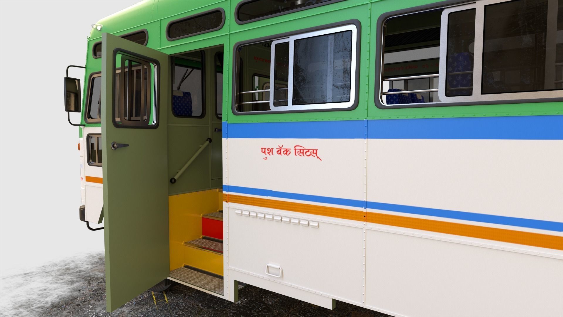 INDIAN HIRKANI ST BUS V 01 Purple and White Low-poly 3D model_10