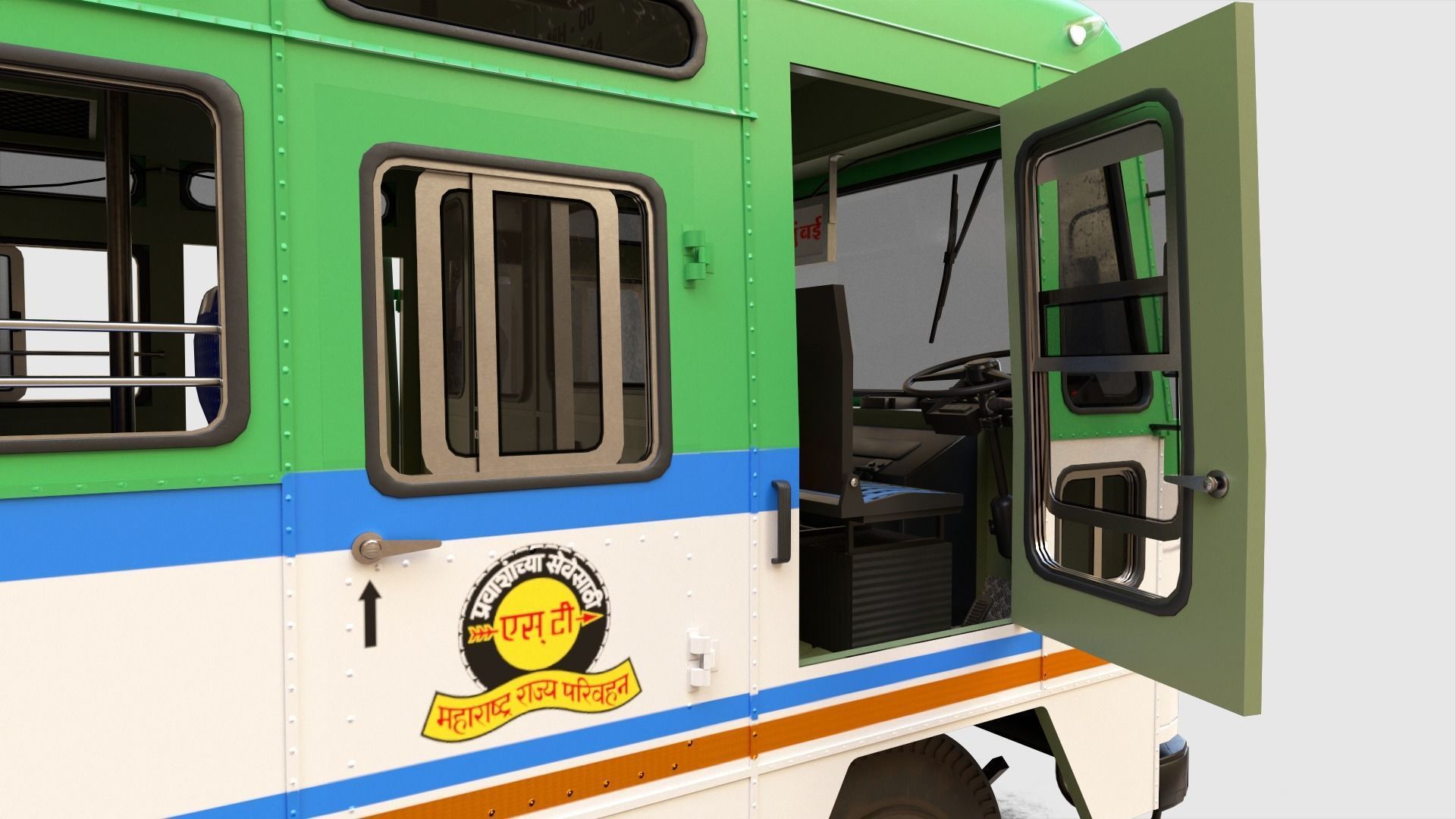 INDIAN HIRKANI ST BUS V 01 Purple and White Low-poly 3D model_11