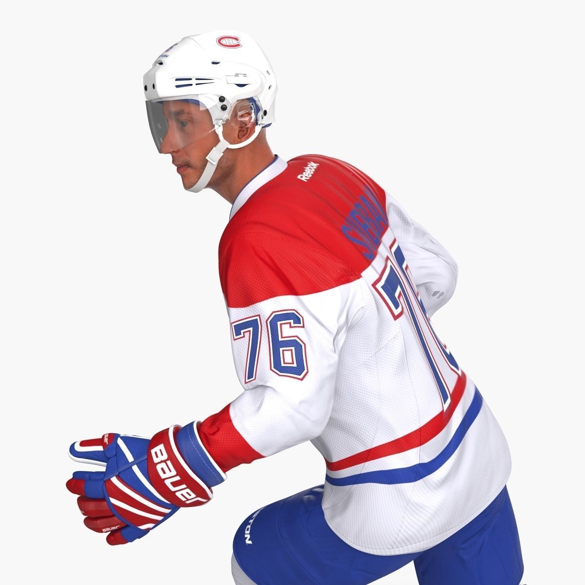 Hockey Player Montreal Canadiens Rigged for Maya 3D model_19