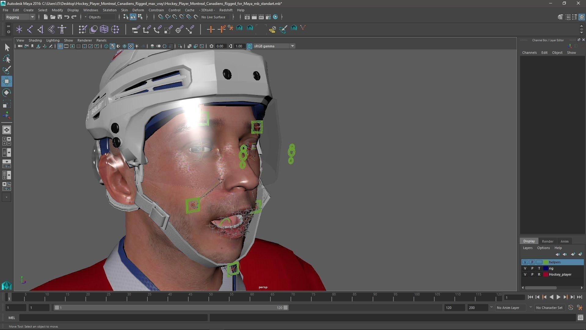 Hockey Player Montreal Canadiens Rigged for Maya 3D model_58