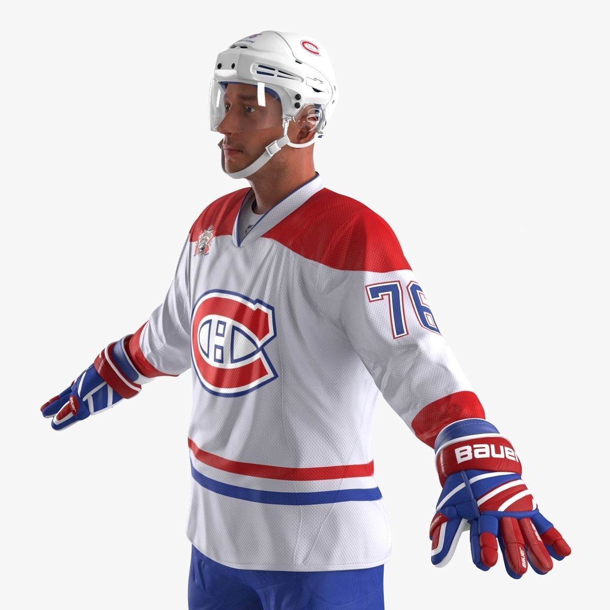 Hockey Player Montreal Canadiens Rigged for Maya 3D model_12