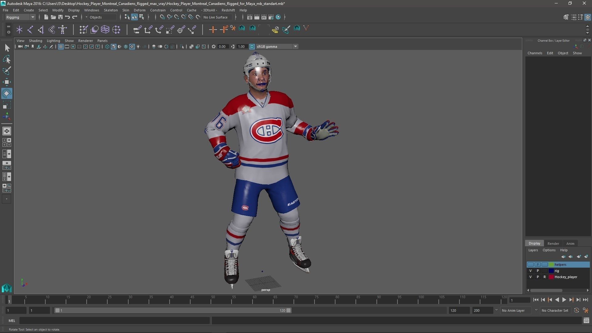 Hockey Player Montreal Canadiens Rigged for Maya 3D model_56