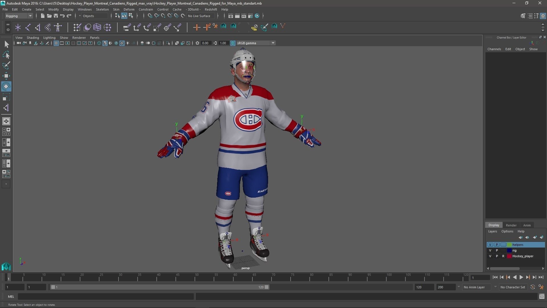 Hockey Player Montreal Canadiens Rigged for Maya 3D model_52
