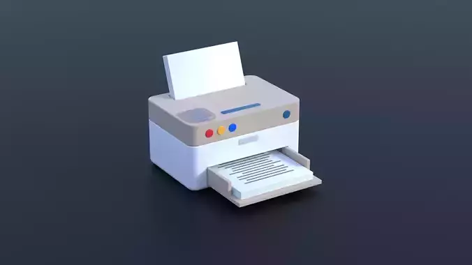Printer Low-poly 3D Model