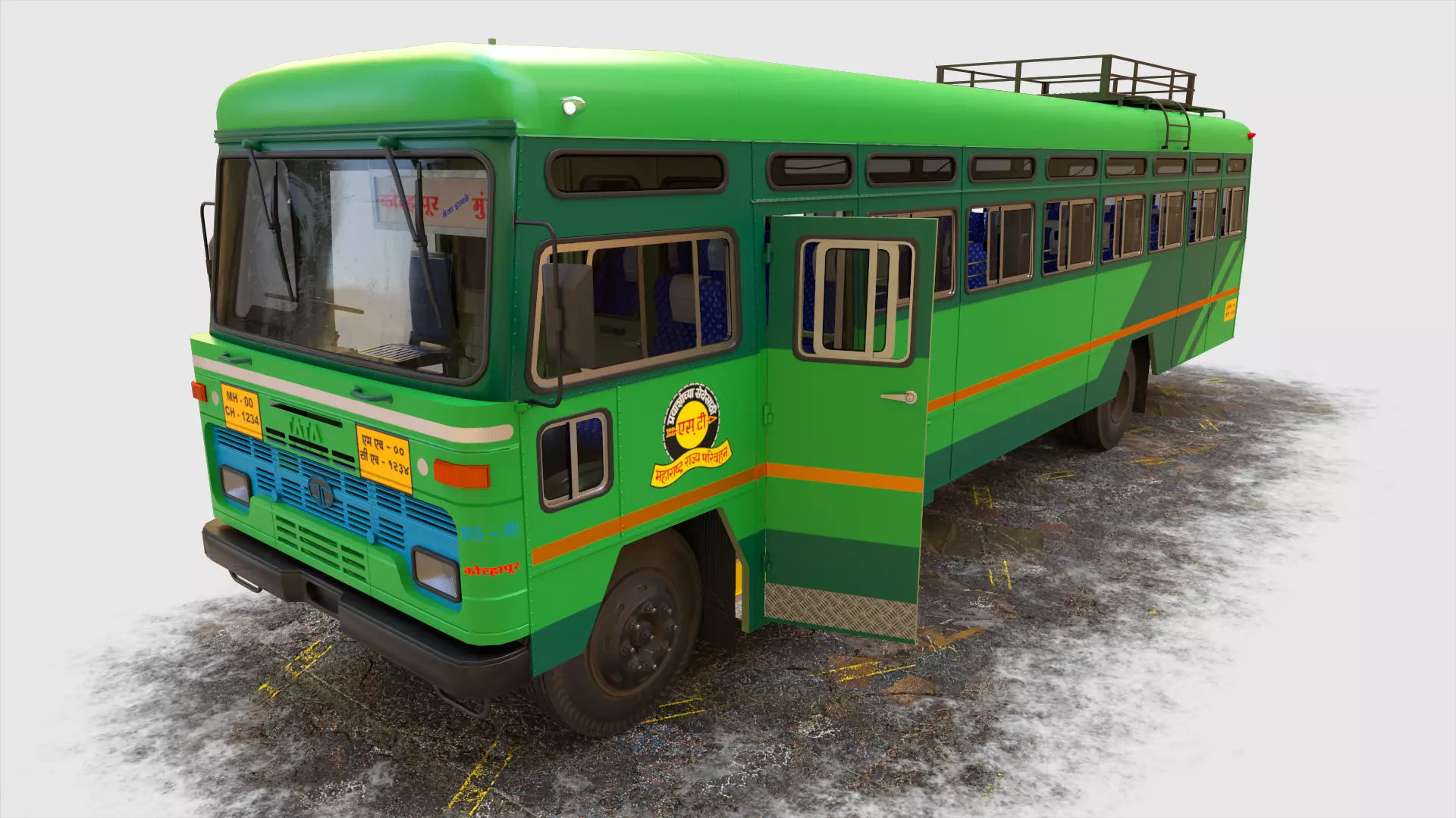 INDIAN HIRKANI ST BUS V 01 Dark green And Light green Low-poly 3D model