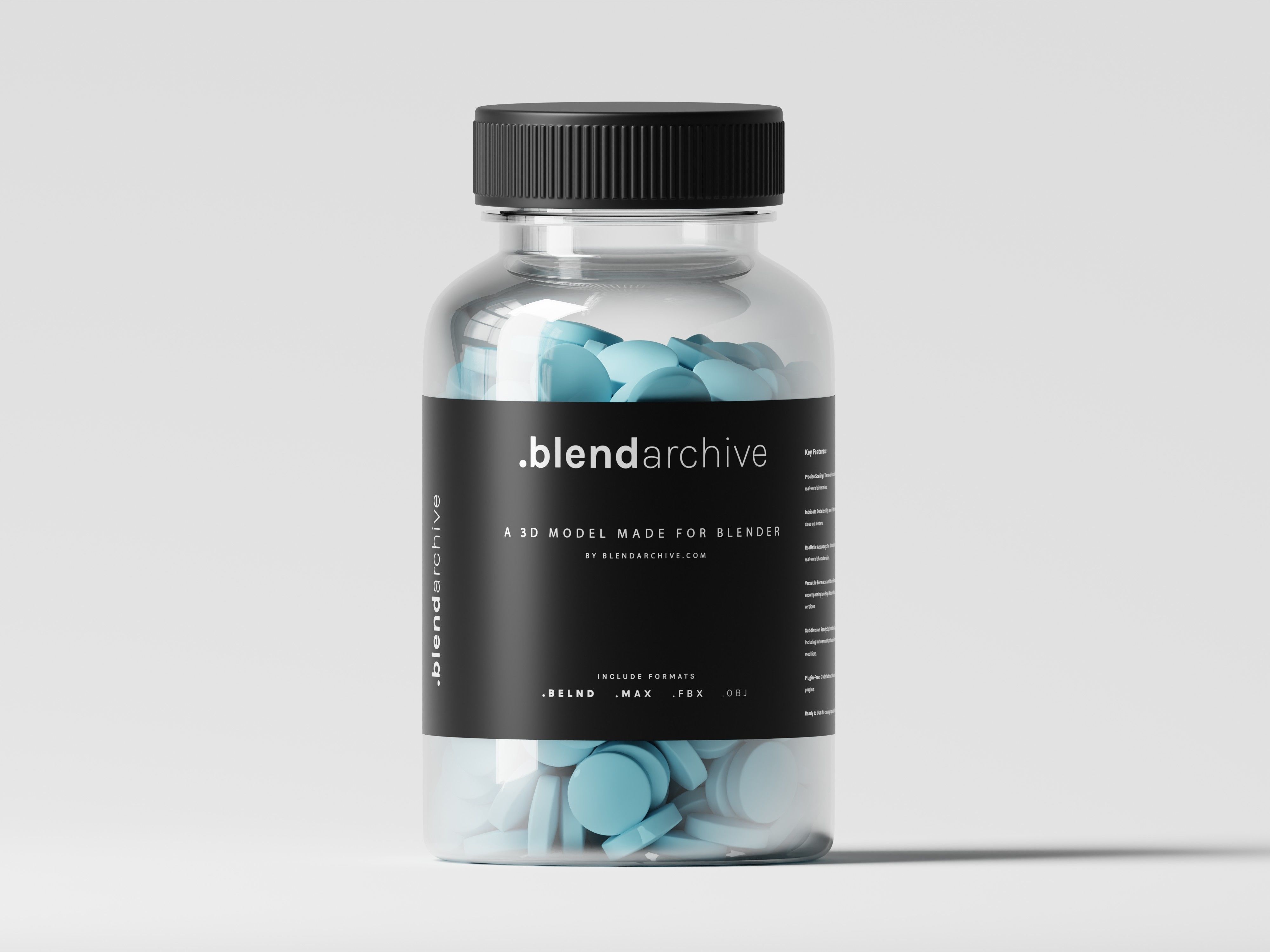 Plastic bottle medicine with pills 3D Model Low-poly 3D model_1