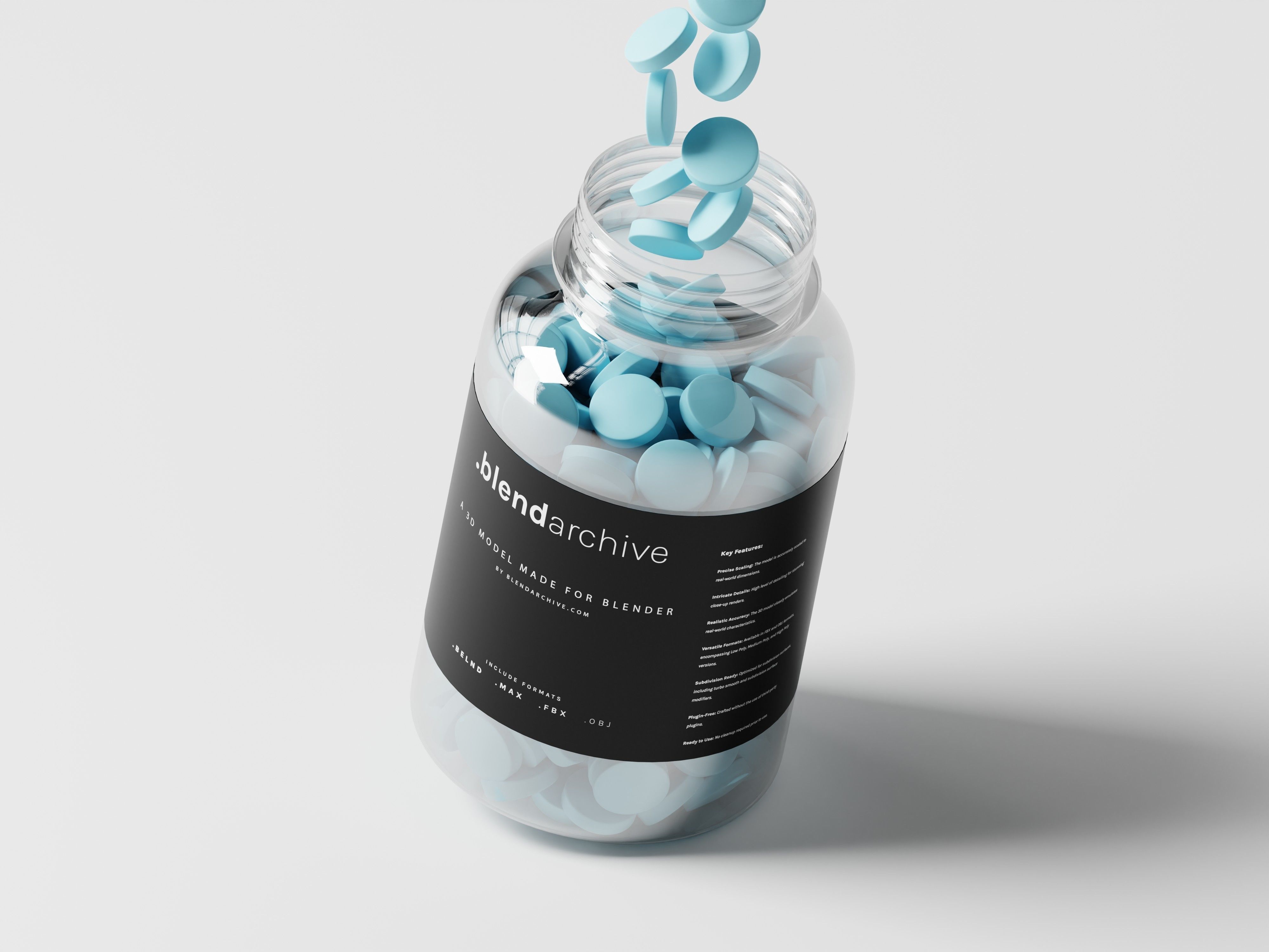 Plastic bottle medicine with pills 3D Model Low-poly 3D model_7