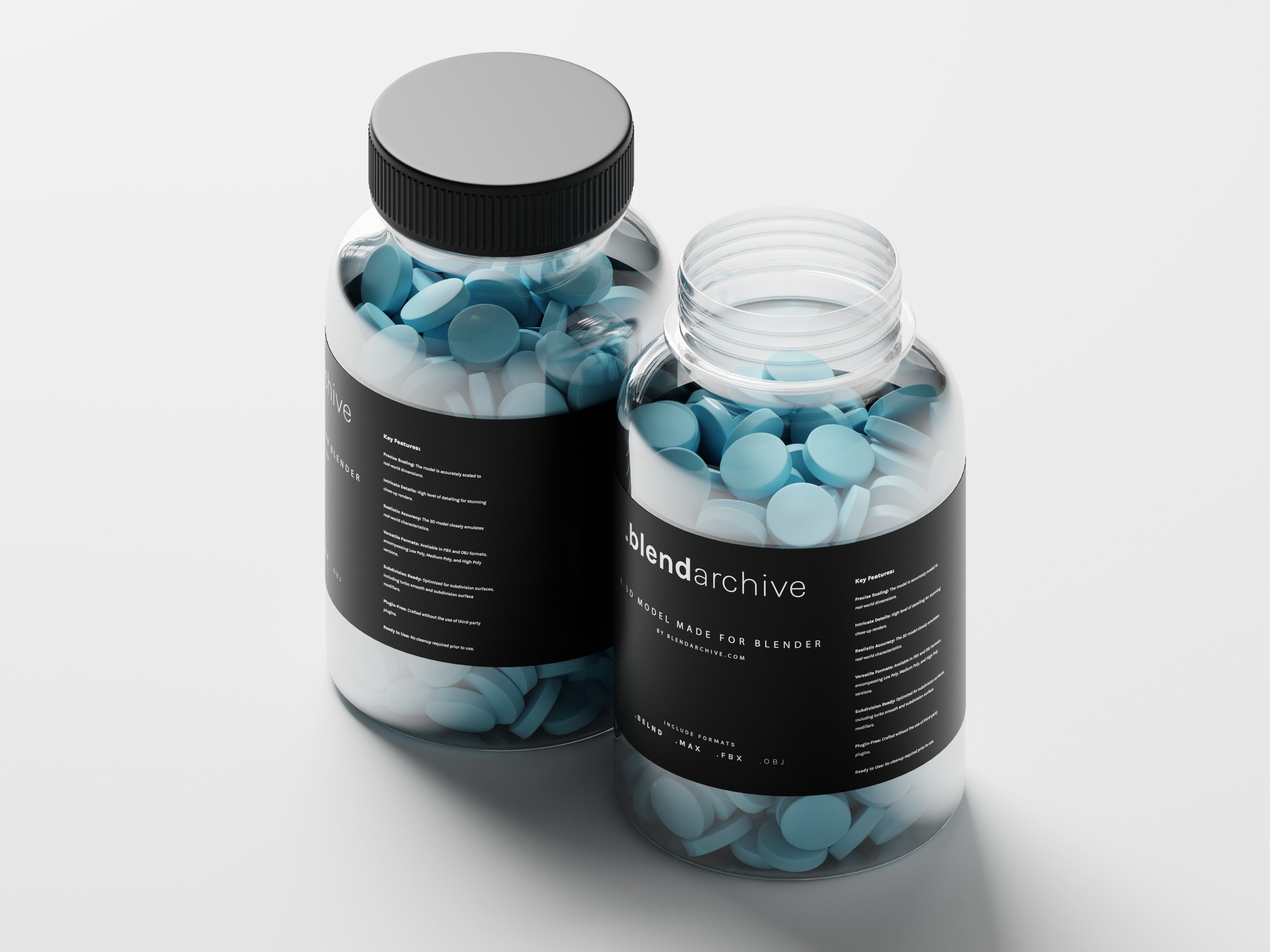 Plastic bottle medicine with pills 3D Model Low-poly 3D model_5