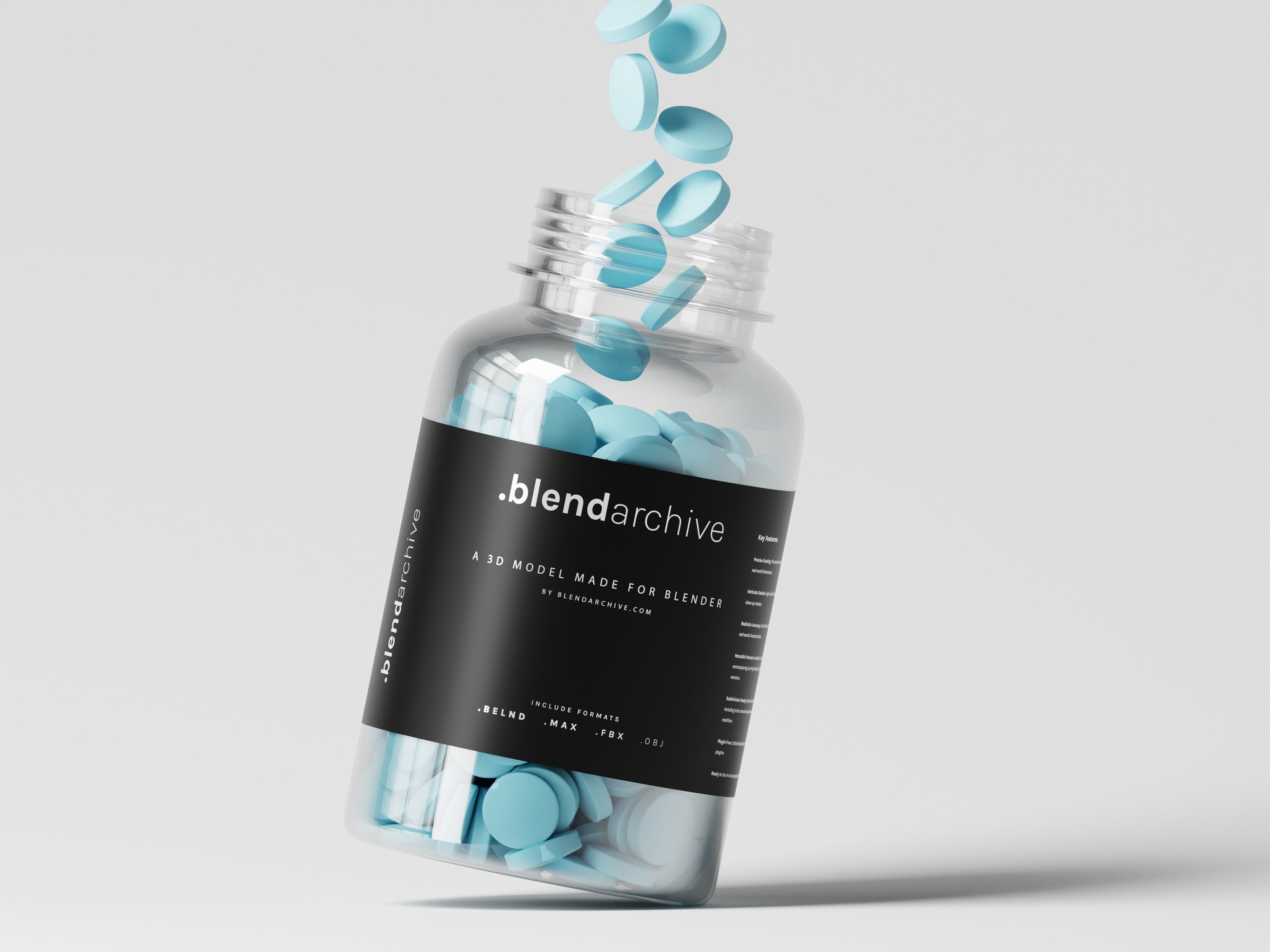 Plastic bottle medicine with pills 3D Model Low-poly 3D model_6