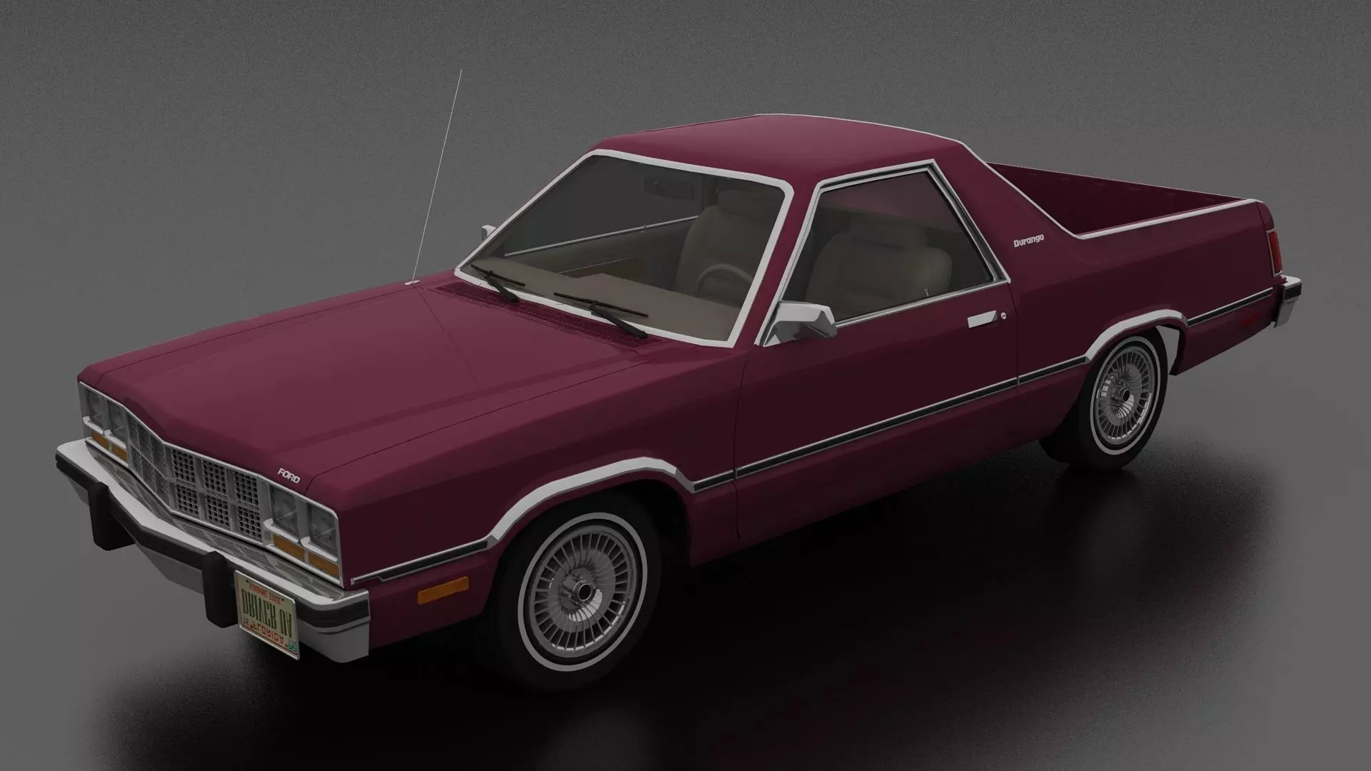Durango Coupe Utility Pickup 1979 Low-poly 3D model_0