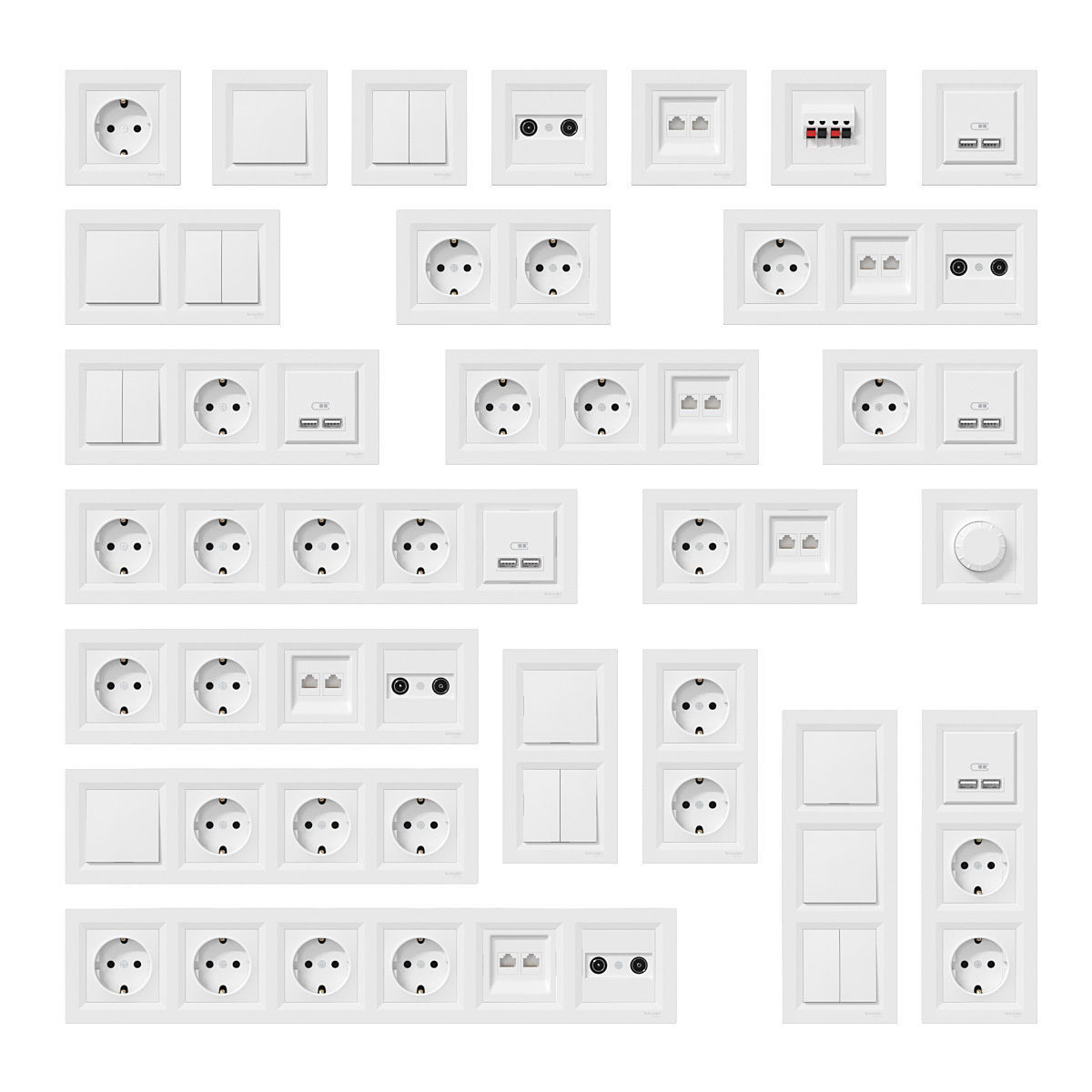 Schneider Asfora sockets 3D model_2