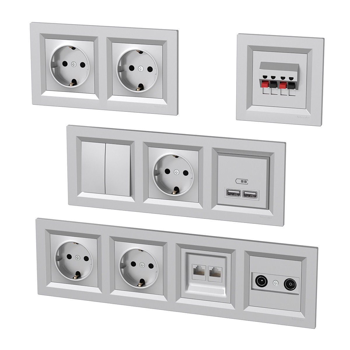 Schneider Asfora sockets 3D model_1