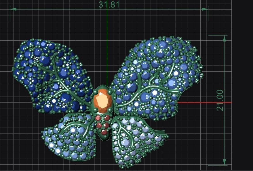 Butterfly brooche pendant 3D print model_5